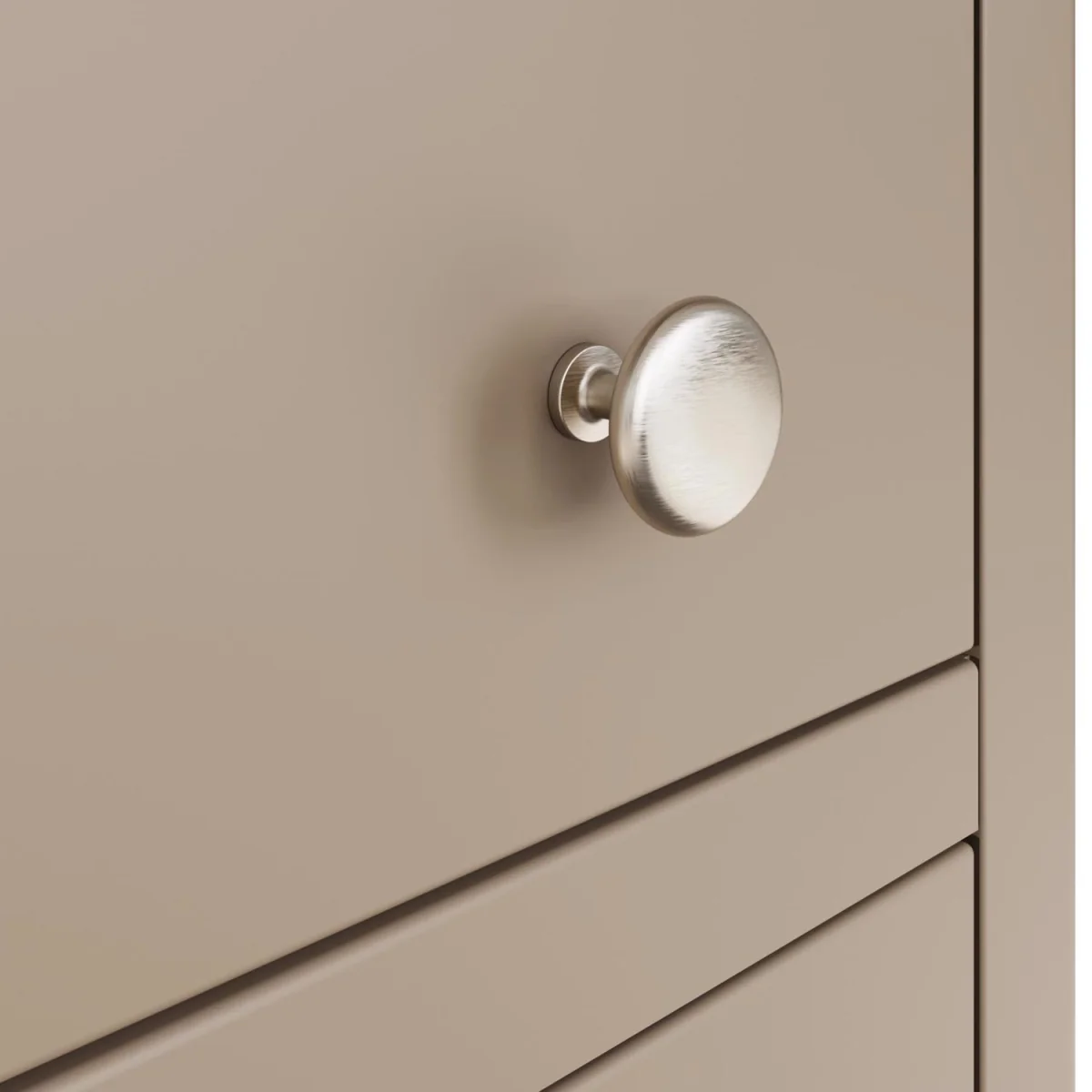 FWStyle White Putty Grey 3 Drawer Bedside Table Storage Unit Metal Handles - Putty – image 3
