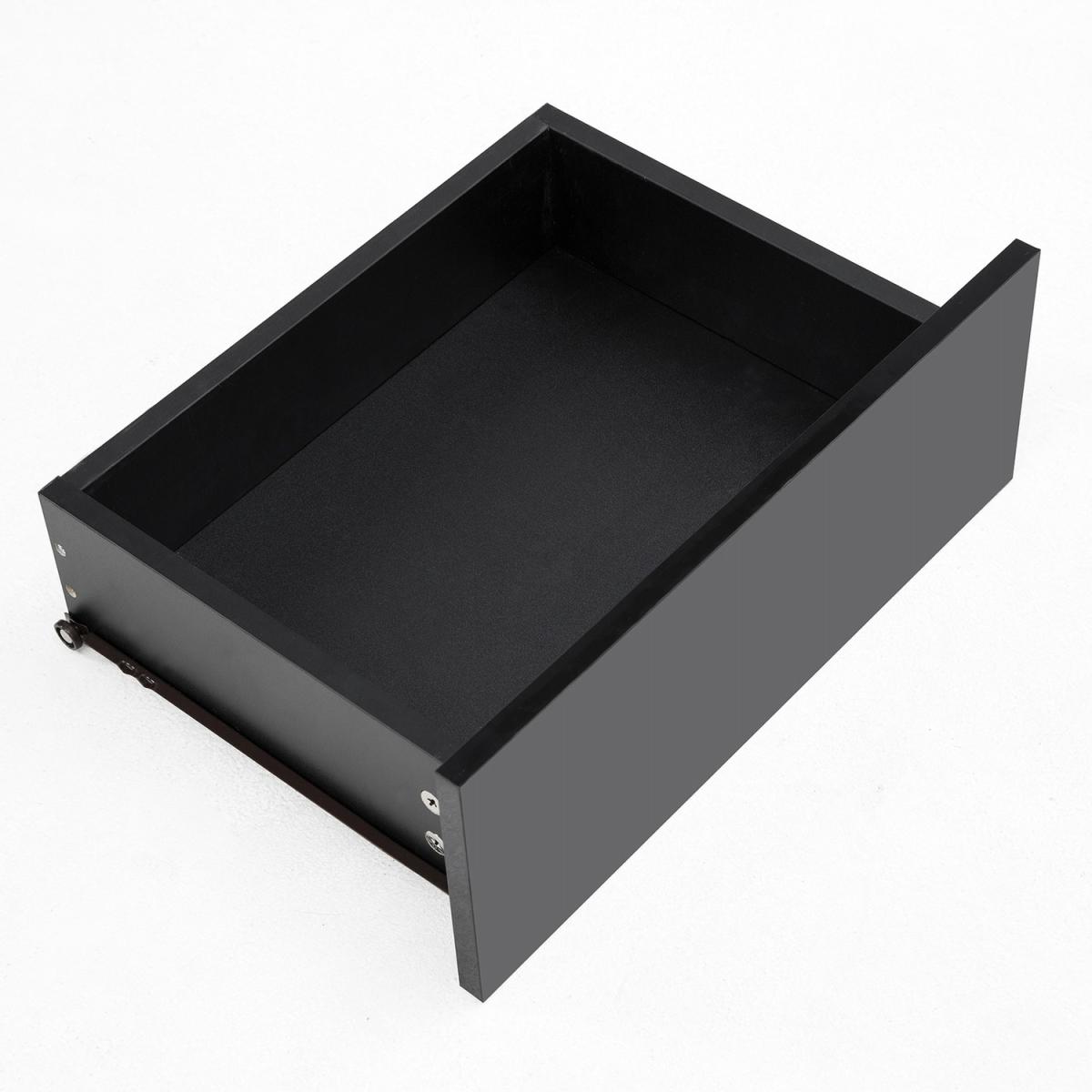 LED Light Bedside Table Front High Gloss Chest of 2 Drawers-Black - Black – image 3