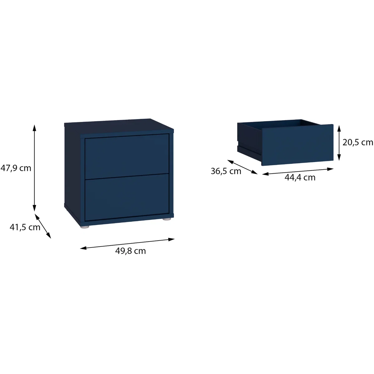 Alice Springs Low Bedside Cabinet with 2 Drawers Push-Open in Taupe - Night Blue – image 30