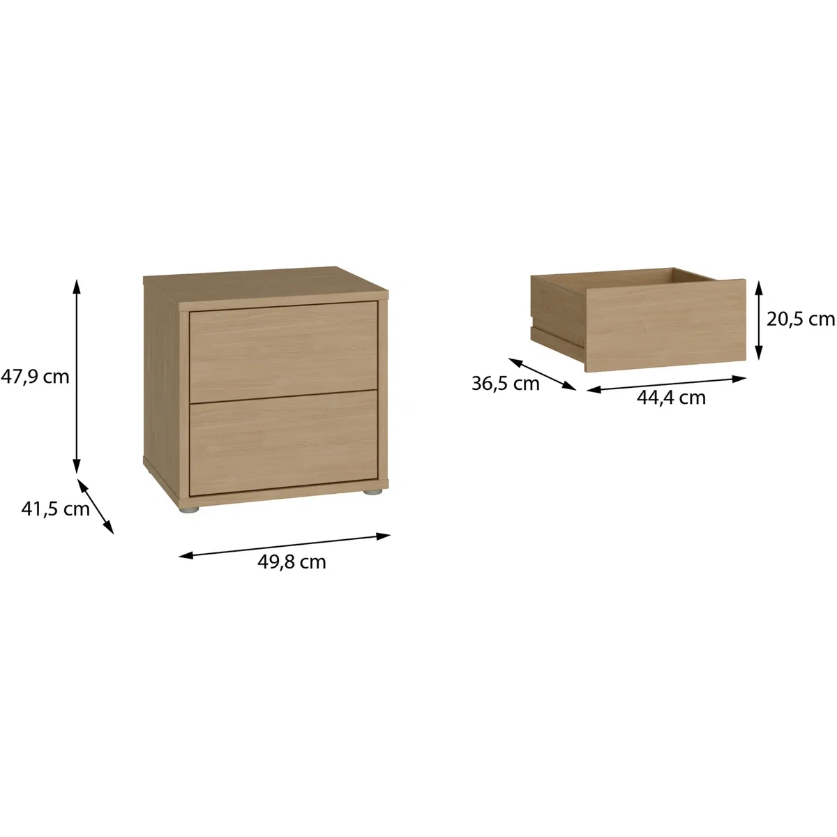 Alice Springs Low Bedside Cabinet with 2 Drawers Push-Open in Taupe - Night Blue – image 37