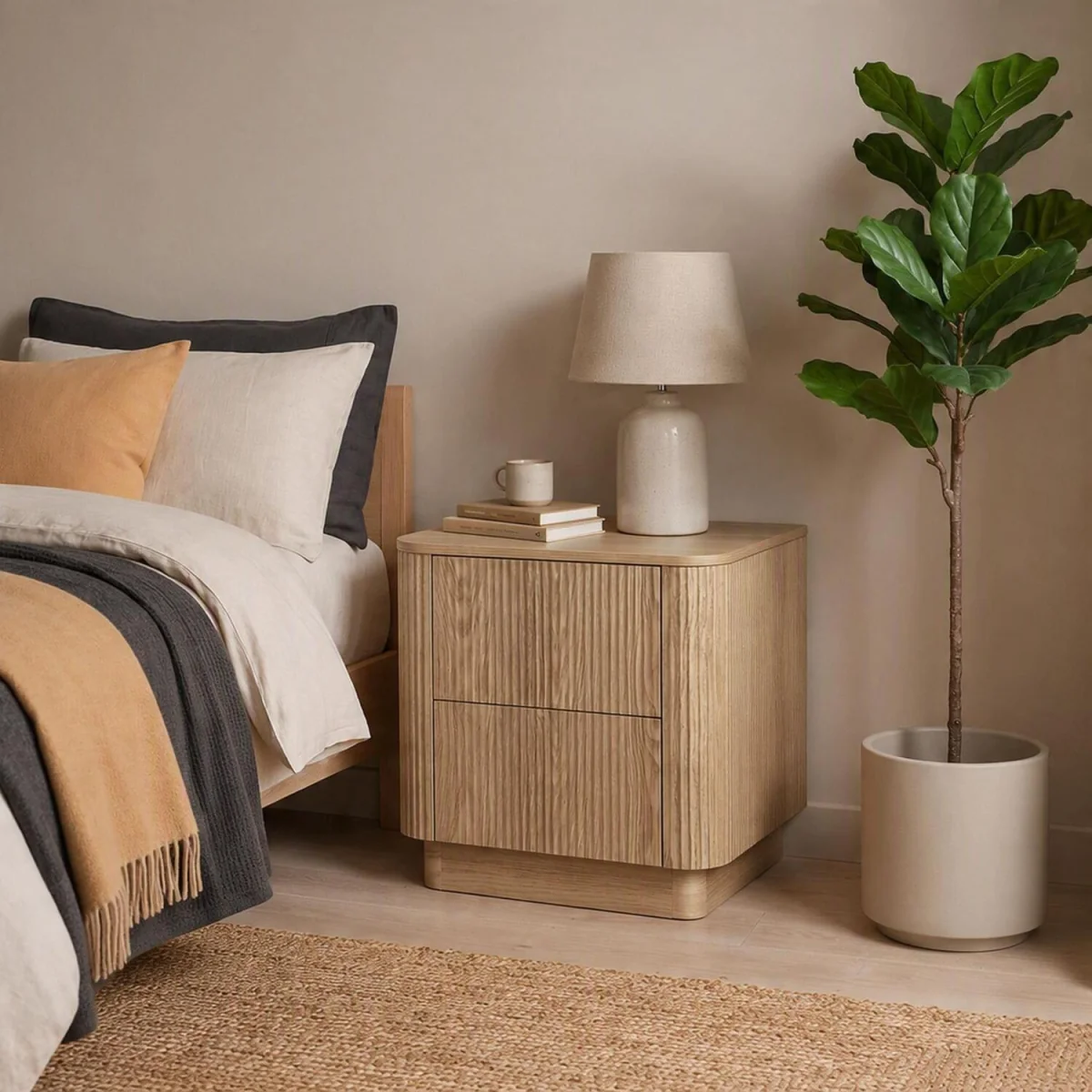 Winthorpe 2 Drawer Bedside Oak - Oak effect – image 2