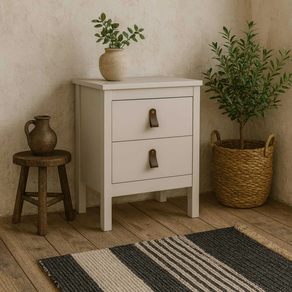 Wildberry Cashmere Bedside Table, 2-Drawer Matt Cream Finish - Neutral – image 3