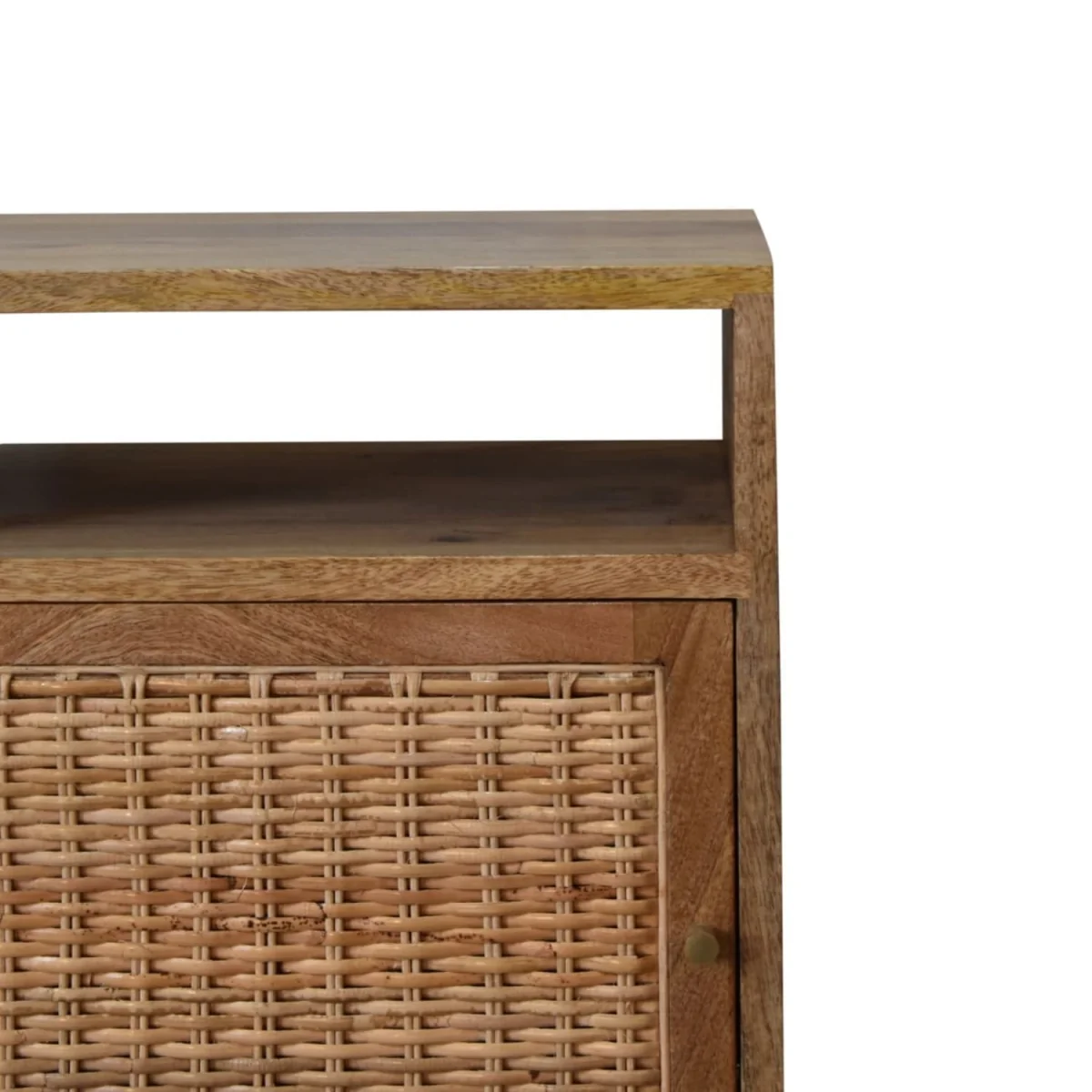 Breil Mango Wood Bedside Table with Rattan Door and Angled Legs - Brown – image 5