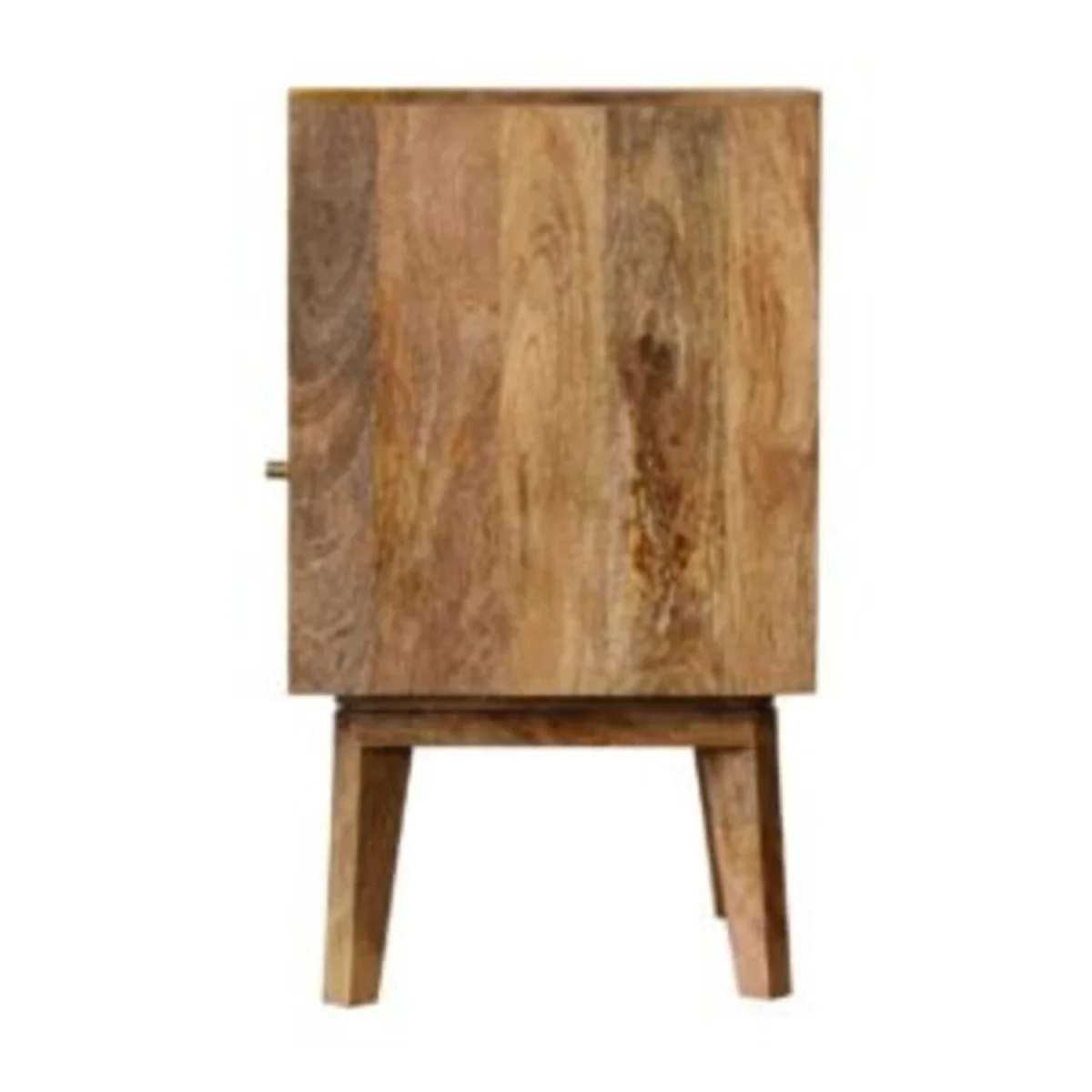 Breil Mango Wood Bedside Table with Rattan Door and Angled Legs - Brown – image 6