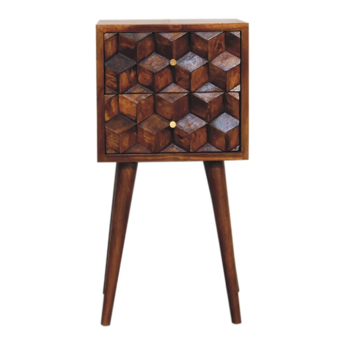 Olbia Mini 2 Drawer Bedside Table Chestnut Mango Wood - Brown – image 2