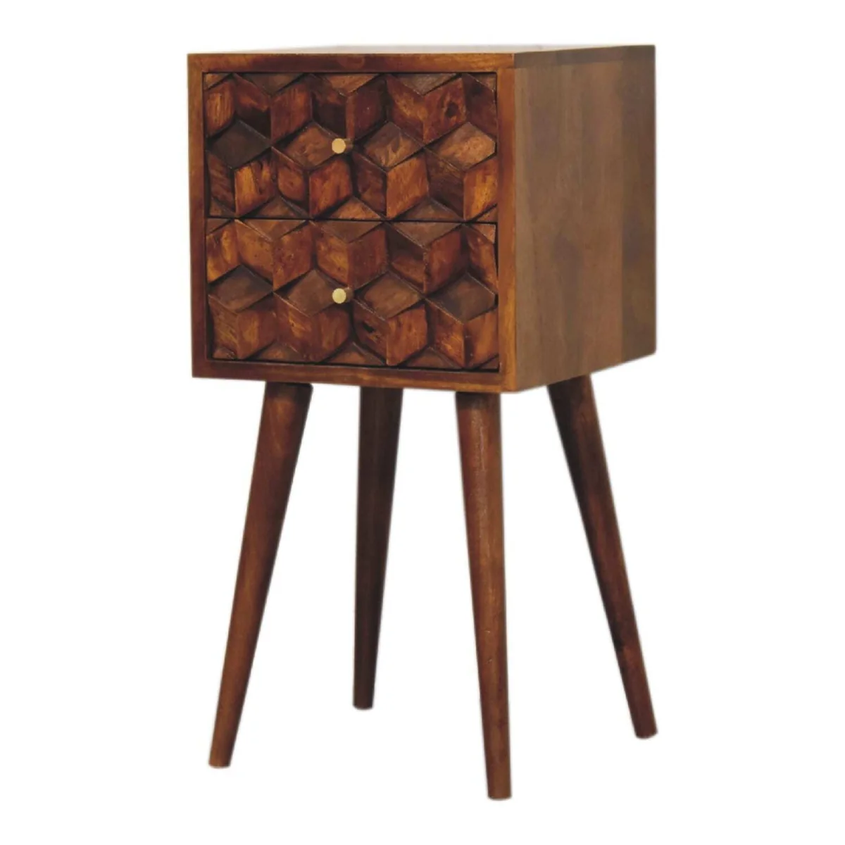 Olbia Mini 2 Drawer Bedside Table Chestnut Mango Wood - Brown – image 3