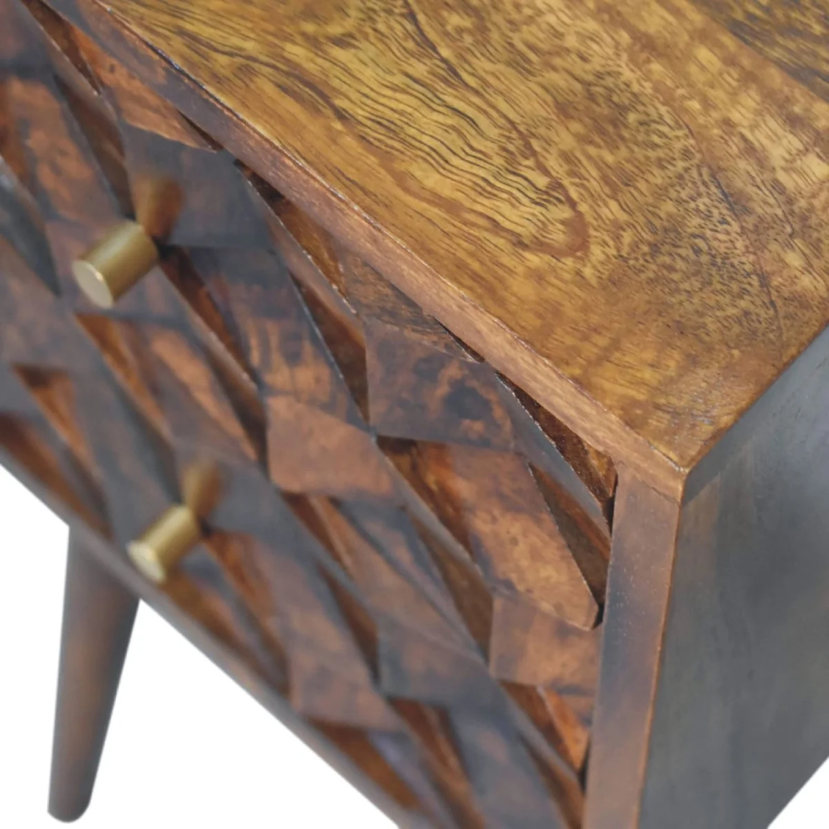 Olbia Mini 2 Drawer Bedside Table Chestnut Mango Wood - Brown – image 4