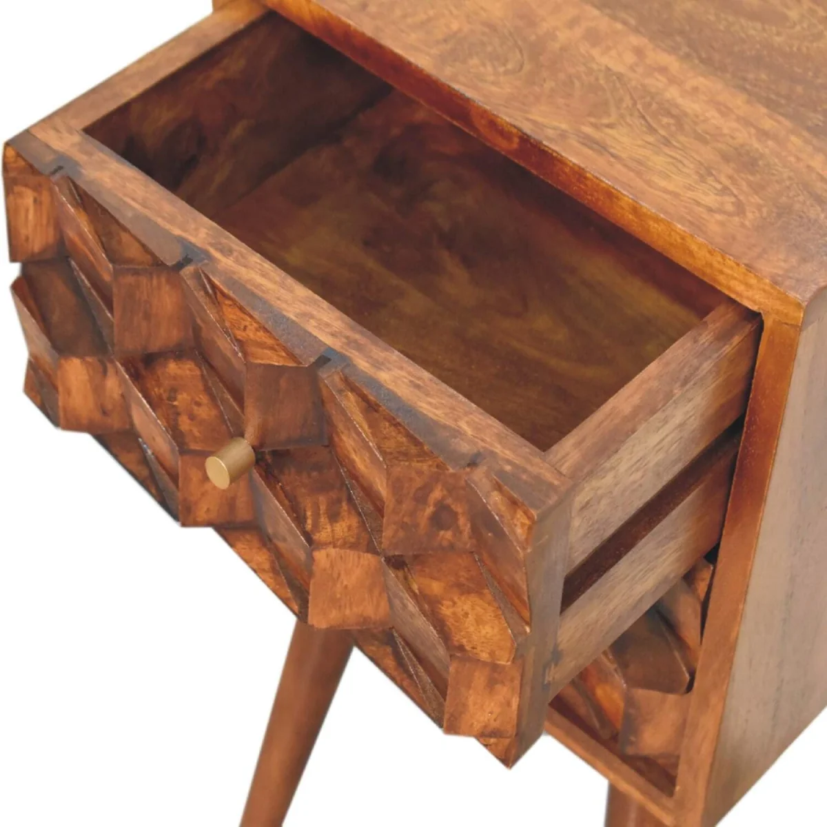 Olbia Mini 2 Drawer Bedside Table Chestnut Mango Wood - Brown – image 5
