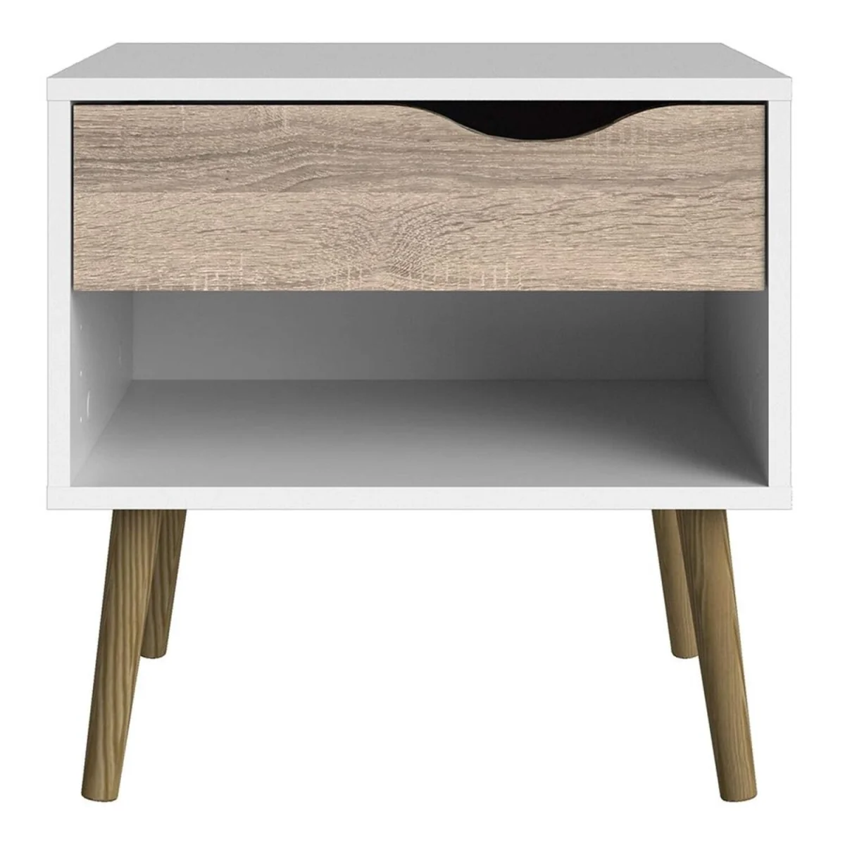 Wyld Haus Sapporo Bedside Table, White and Natural Oak, 1 Drawer - White – image 2