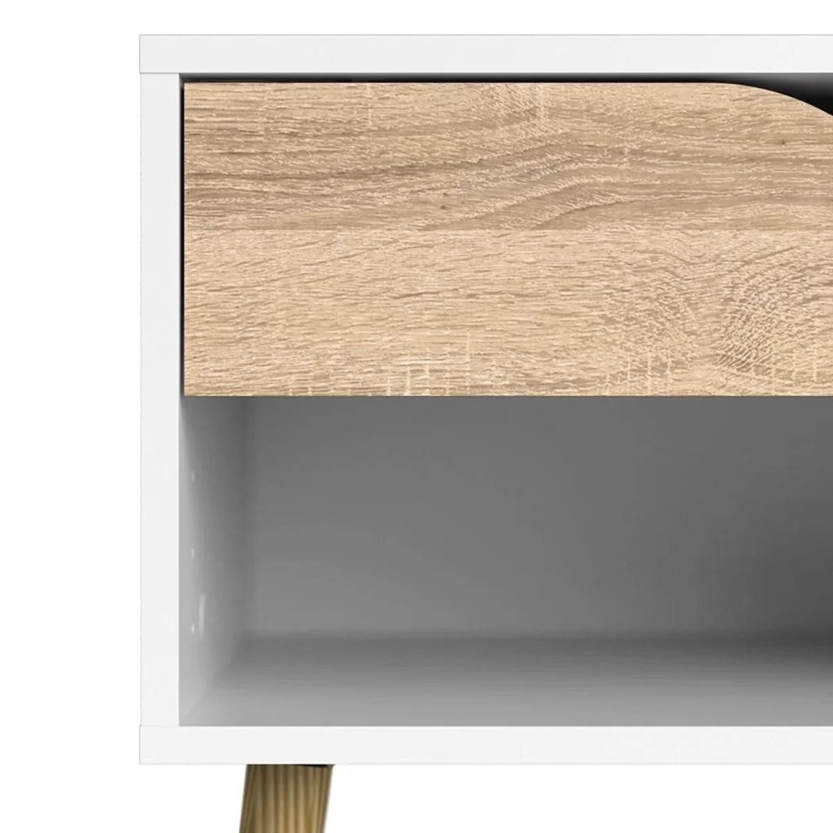 Wyld Haus Sapporo Bedside Table, White and Natural Oak, 1 Drawer - White – image 4