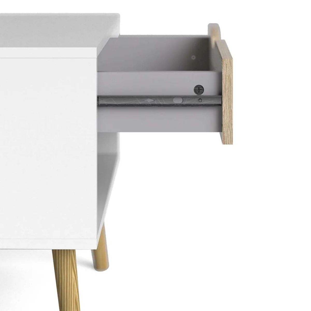 Wyld Haus Sapporo Bedside Table, White and Natural Oak, 1 Drawer - White – image 5