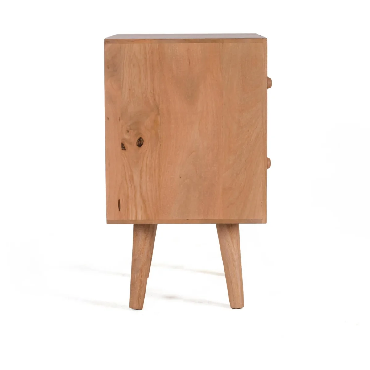 Solid Mango Wood Bedside Table with 2 Drawers Wooden Nightstand Cabinet No Veneer Rustic Side Table - Neutral – image 5
