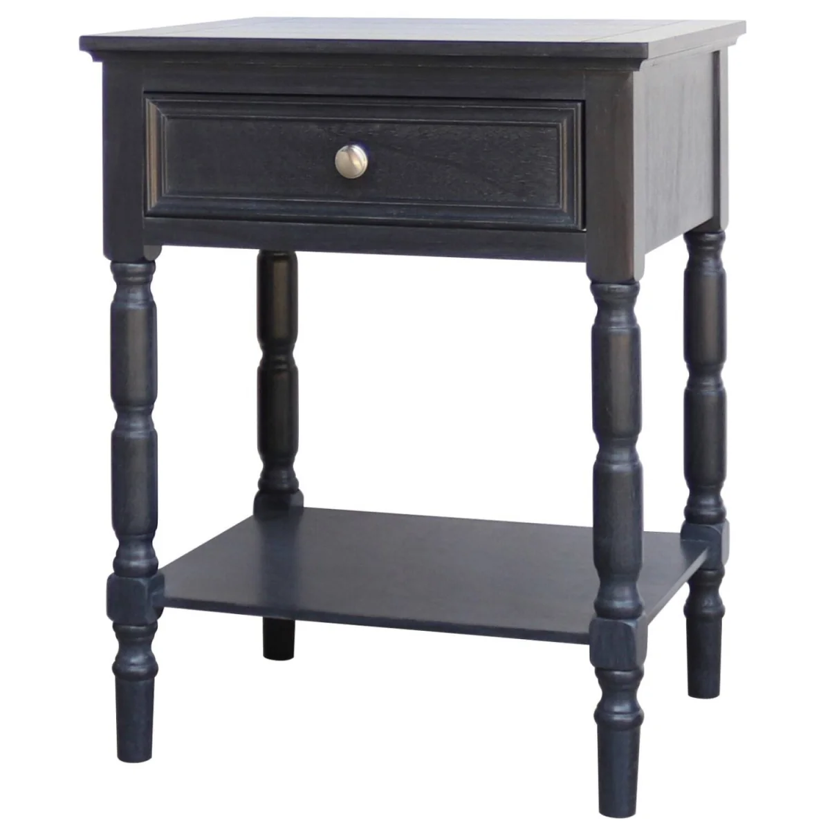 San Antonio Vintage Wooden Nightstand with Drawer and Shelf - Black – image 2