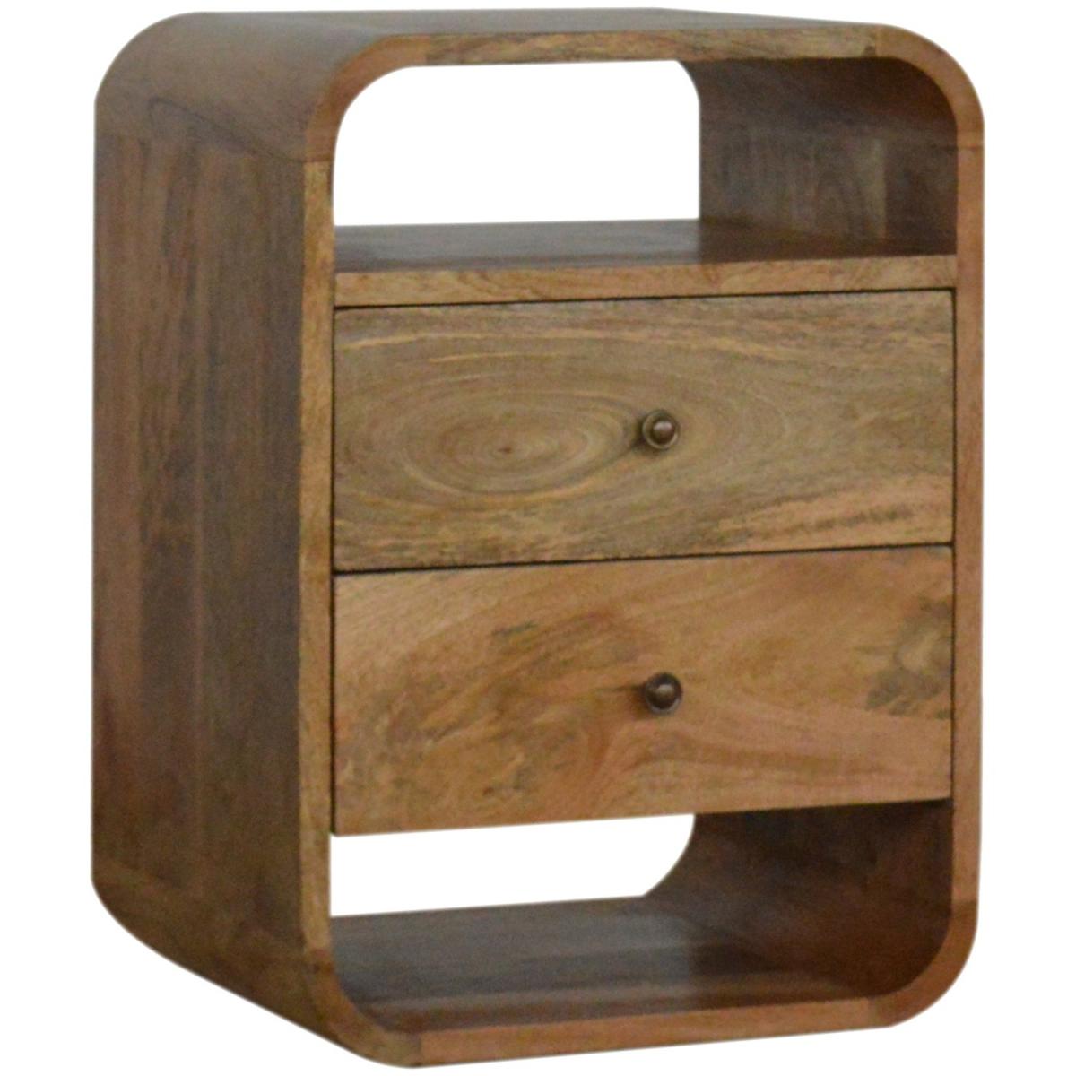 London Bedside Table With 2 Drawers And 2 Open Slot - Brown – image 2