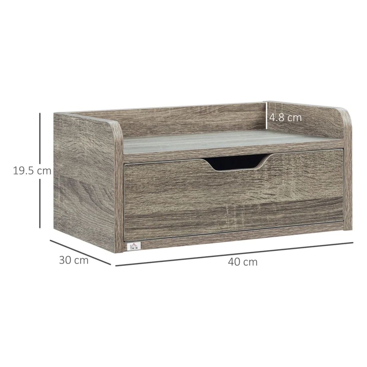 Rereno Set of 2 Grey Wood Floating Nightstands With Drawer Wall Mounted – image 4