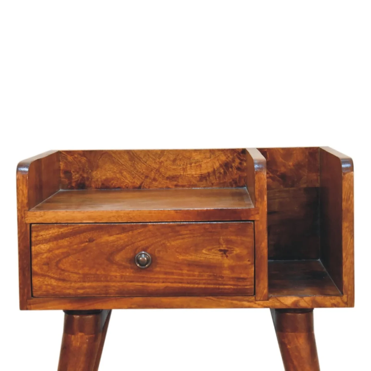 Giverny Chestnut Mango Wood Bedside Table with Drawer and Open Shelf - Brown – image 4