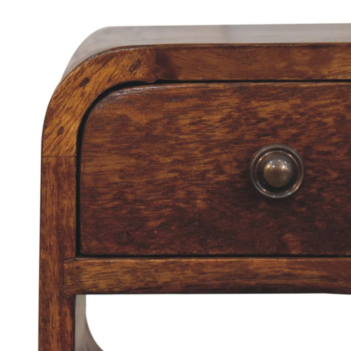 Cagliari Compact Chestnut Curve Bedside Table, Mango Wood - Brown – image 3