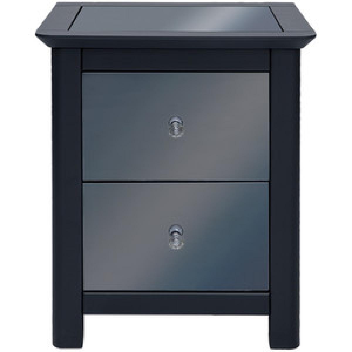 Ayr 2 Drawer Mirrored Bedside Cabinet – image 2