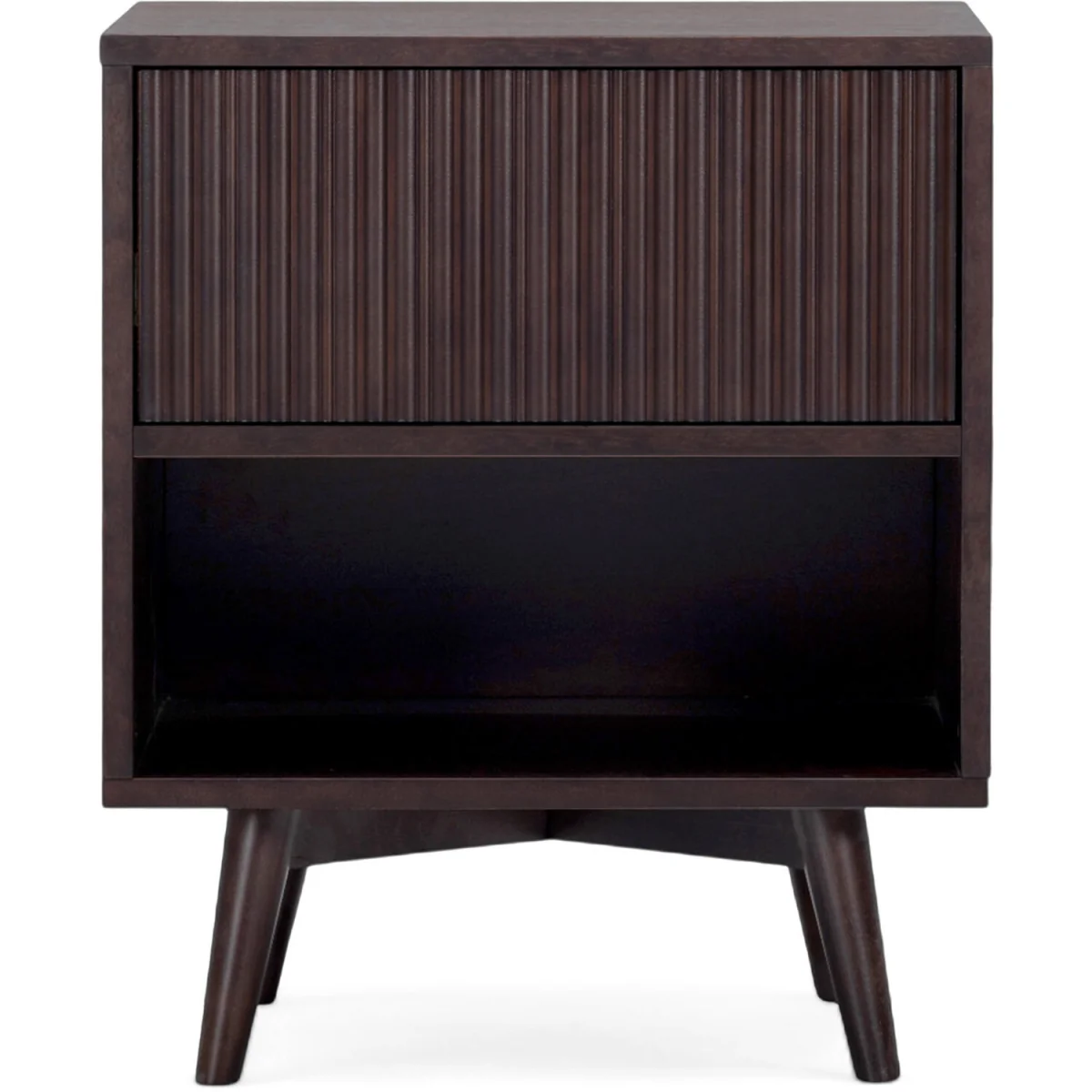 Tremolo Bedside Table with Drawer and Open Shelf, Black - Black – image 4