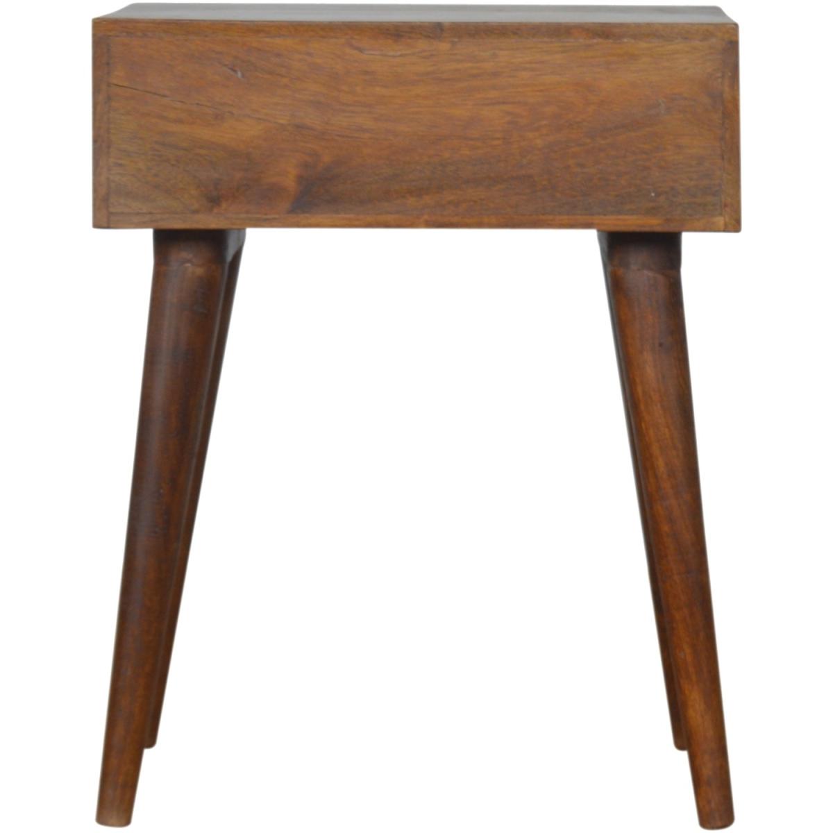 Brass Inlay Chevron Mango Wood Bedside Table With Drawer - Brown – image 7