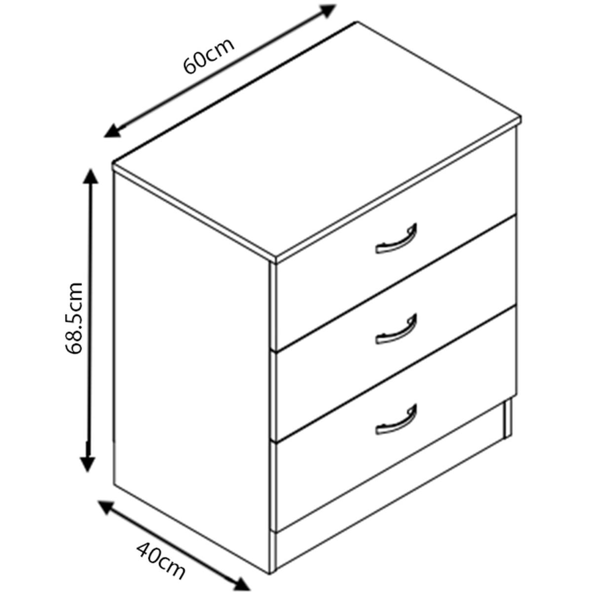 Chiswick 3 Drawer Bedside Table Gloss Finish - Gloss Grey – image 2