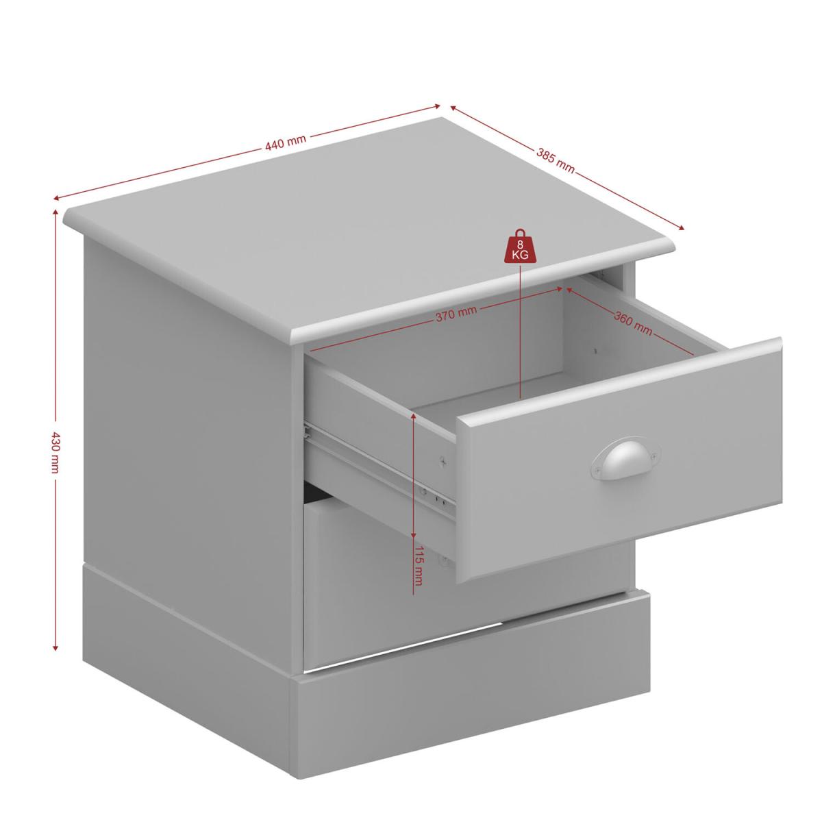 Nola Two Drawer Bedside Table - White – image 9