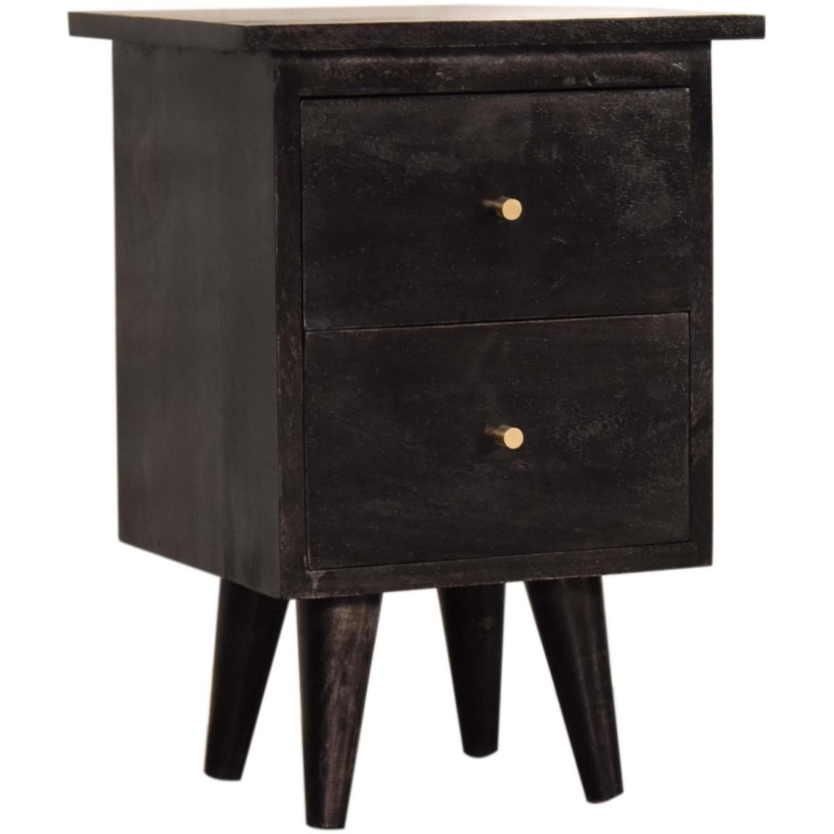 Ash black Wood Bedside Table - Black – image 2