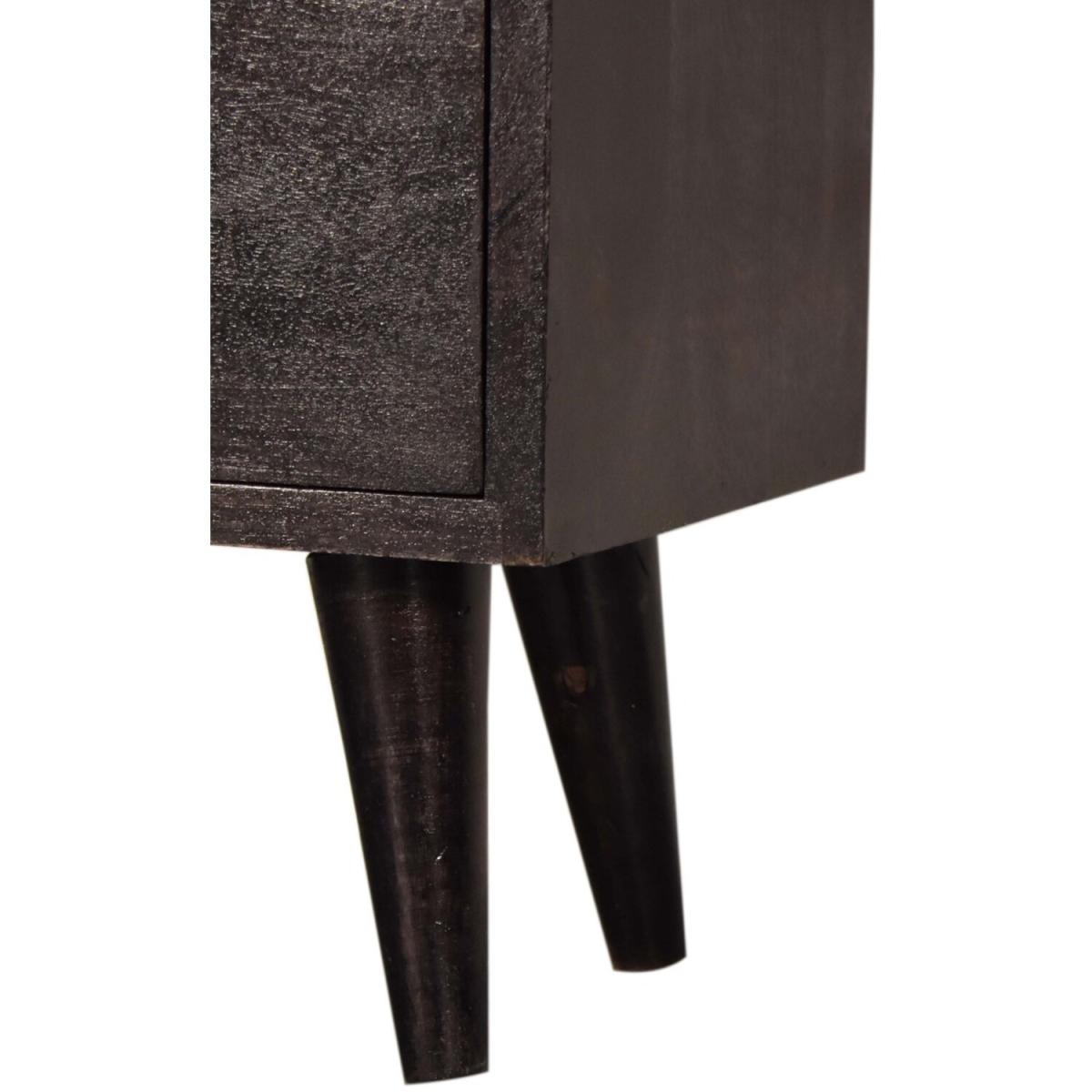 Ash black Wood Bedside Table - Black – image 5
