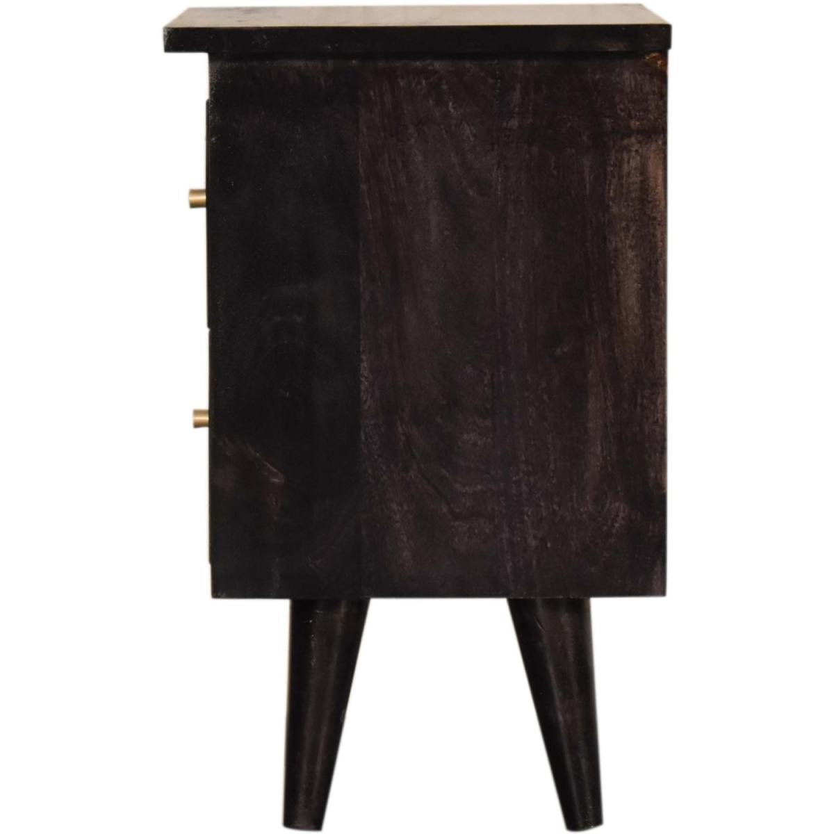 Ash black Wood Bedside Table - Black – image 6