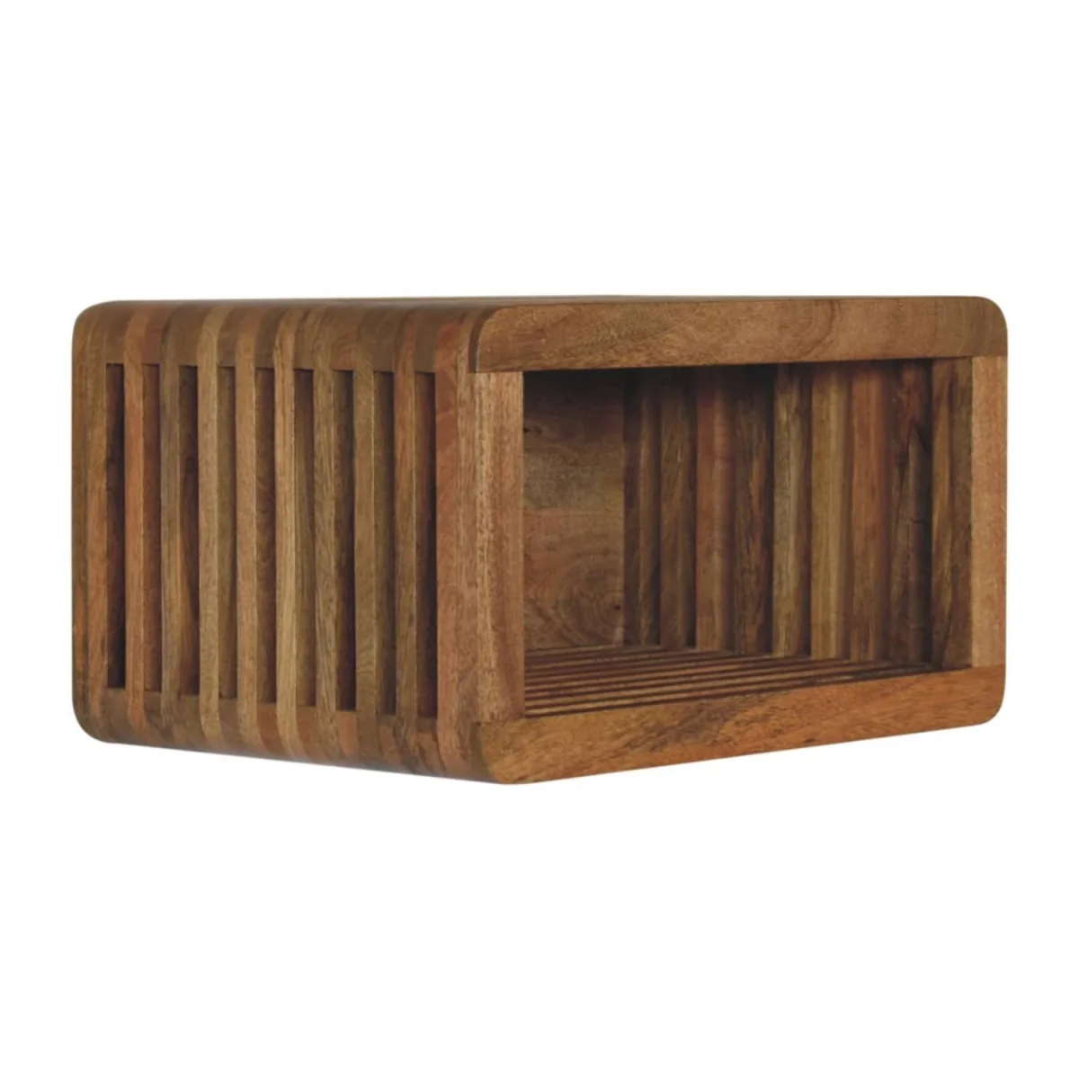 Mantua Mango Wood Wall Mounted Bedside Table 100% Solid Mango Hand Carved - Brown – image 3
