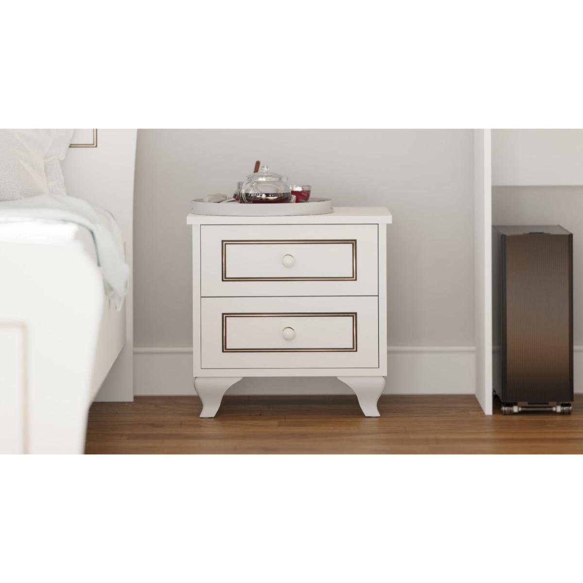 CLEMENT 2 Drawer Bedside Table - White – image 3