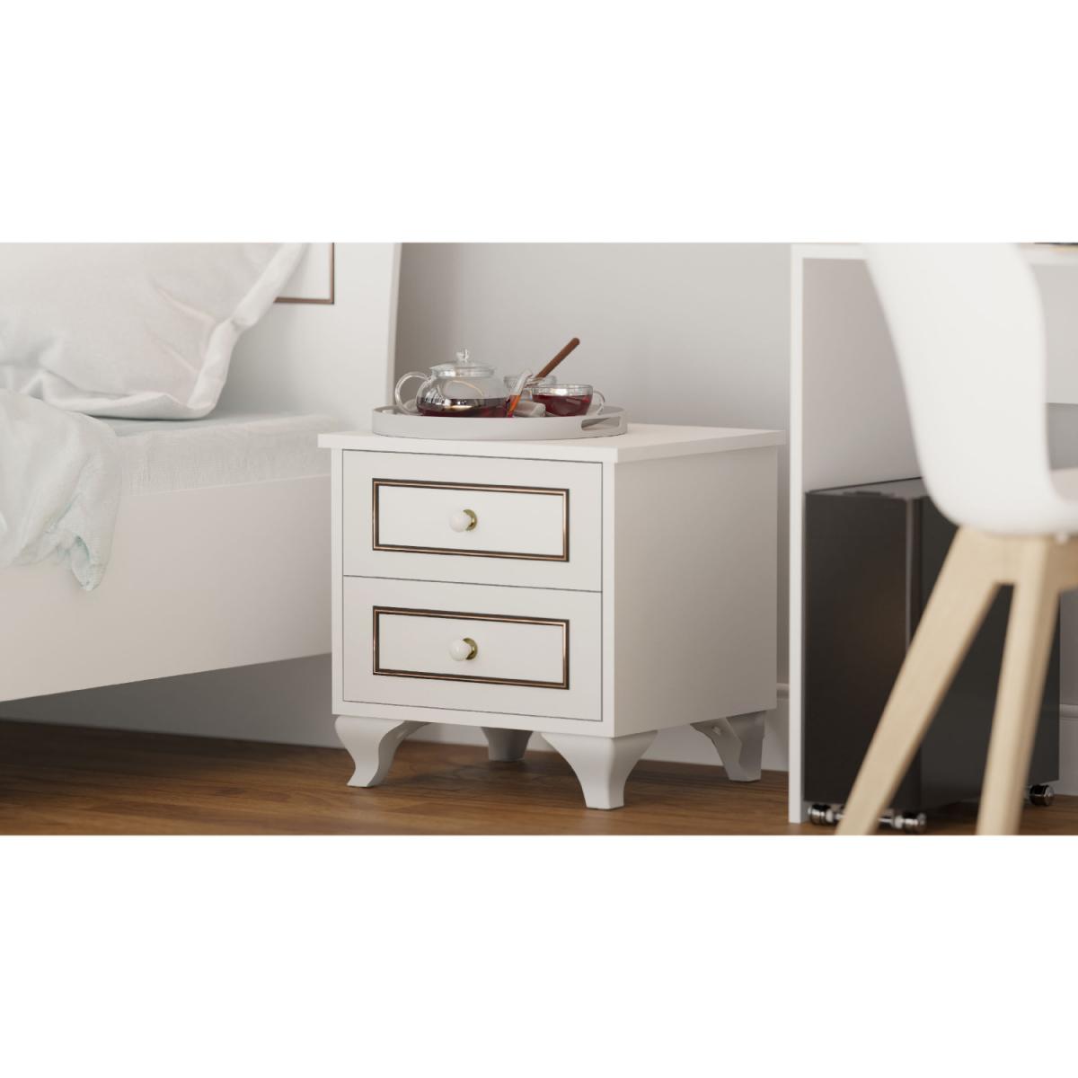 CLEMENT 2 Drawer Bedside Table - White – image 4