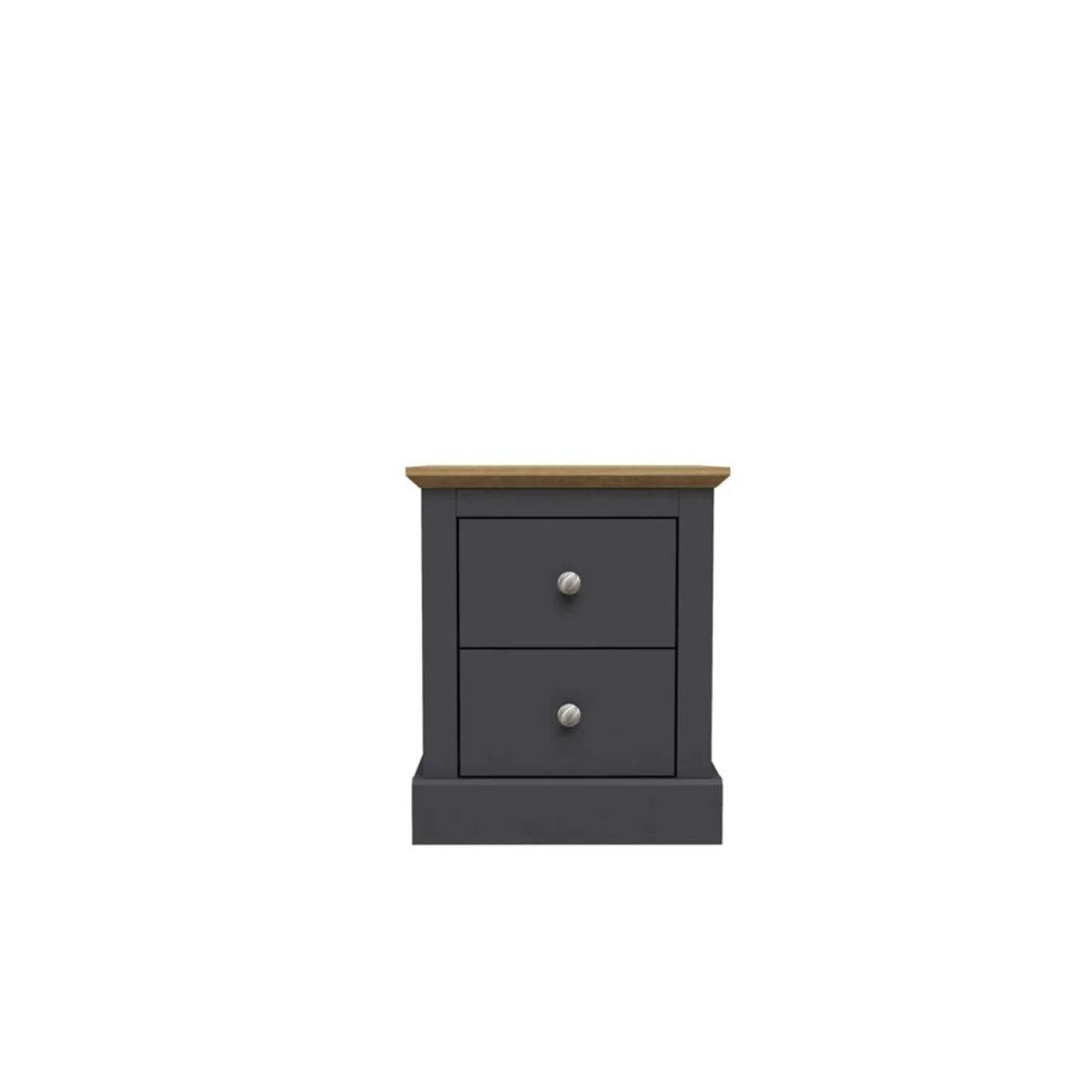 Ardee 2-Drawer Bedside Table - Dark Grey Body with Natural Oak Top - Grey – image 2