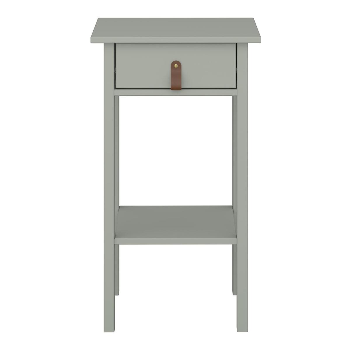 Tromso Nightstand With Olive Leather Handles - Grey – image 2