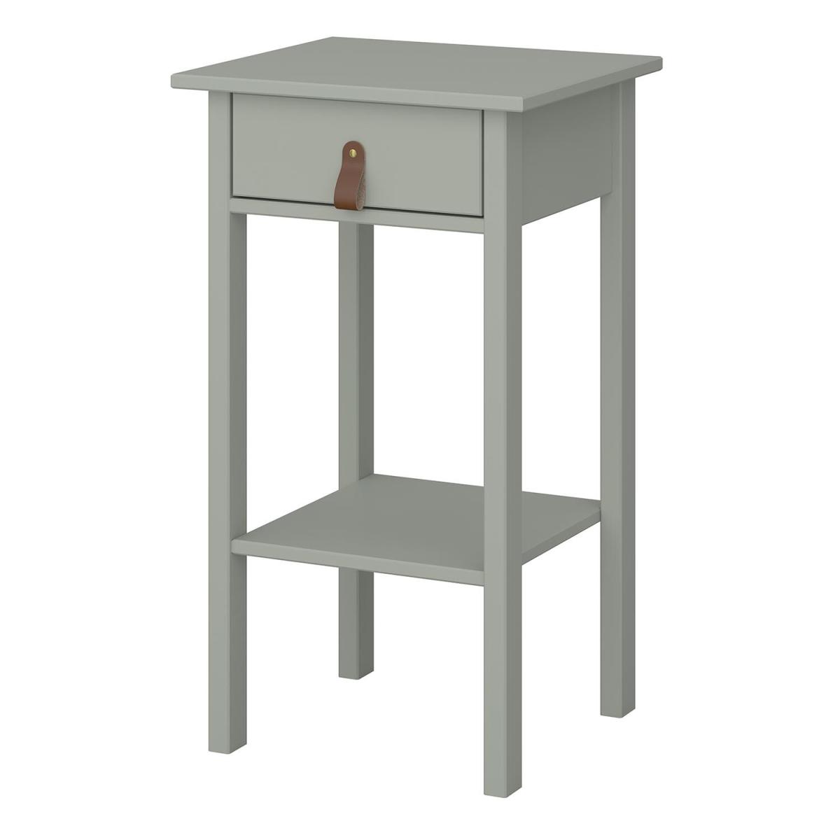 Tromso Nightstand With Olive Leather Handles - Grey – image 3