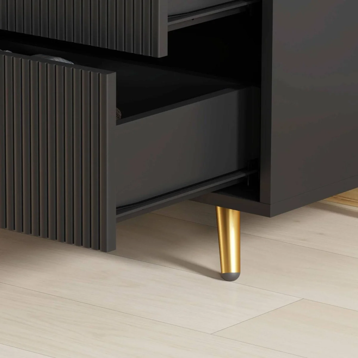 Disu Wooden Black 4-Drawer Bedside Storage Table – image 2