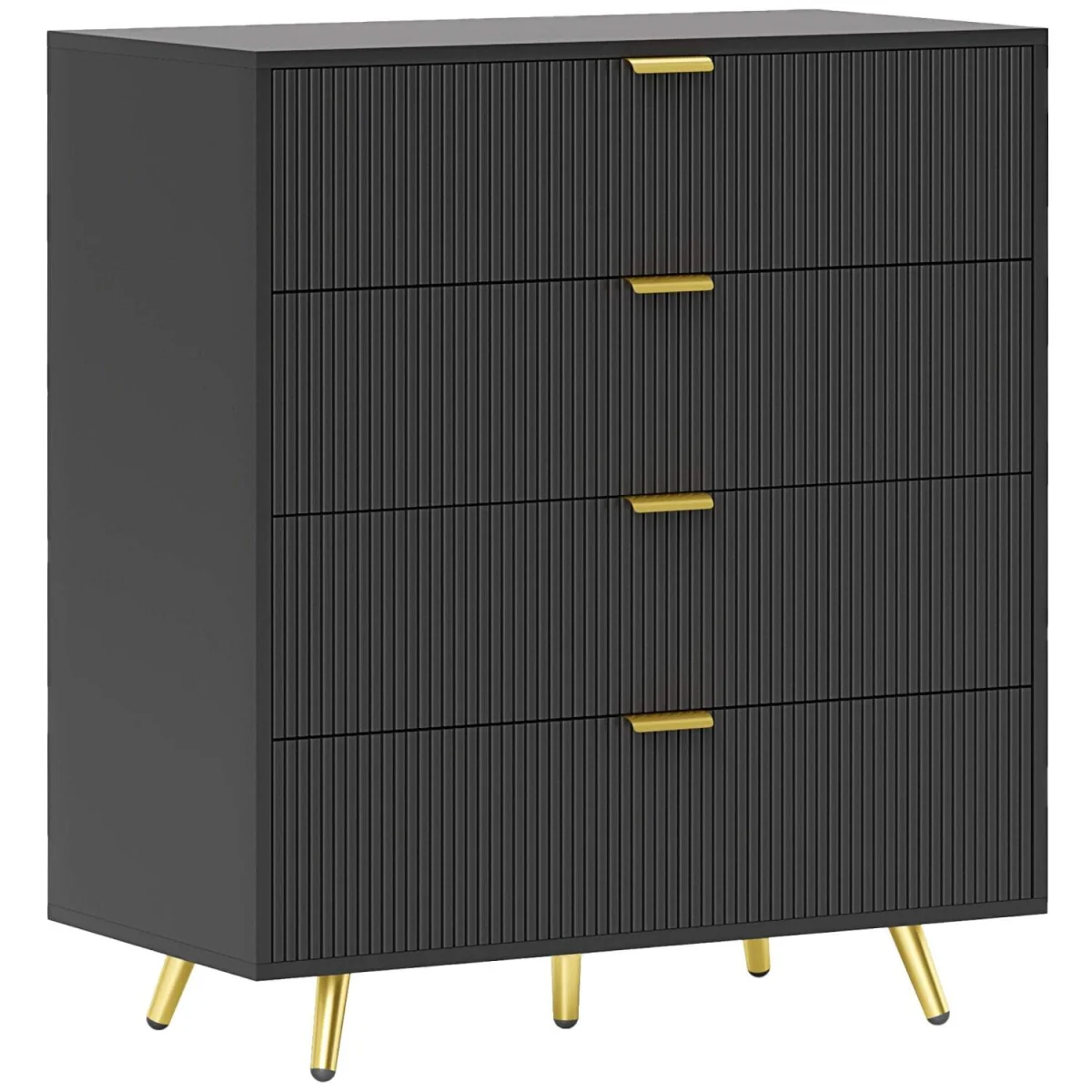Disu Wooden Black 4-Drawer Bedside Storage Table – image 3