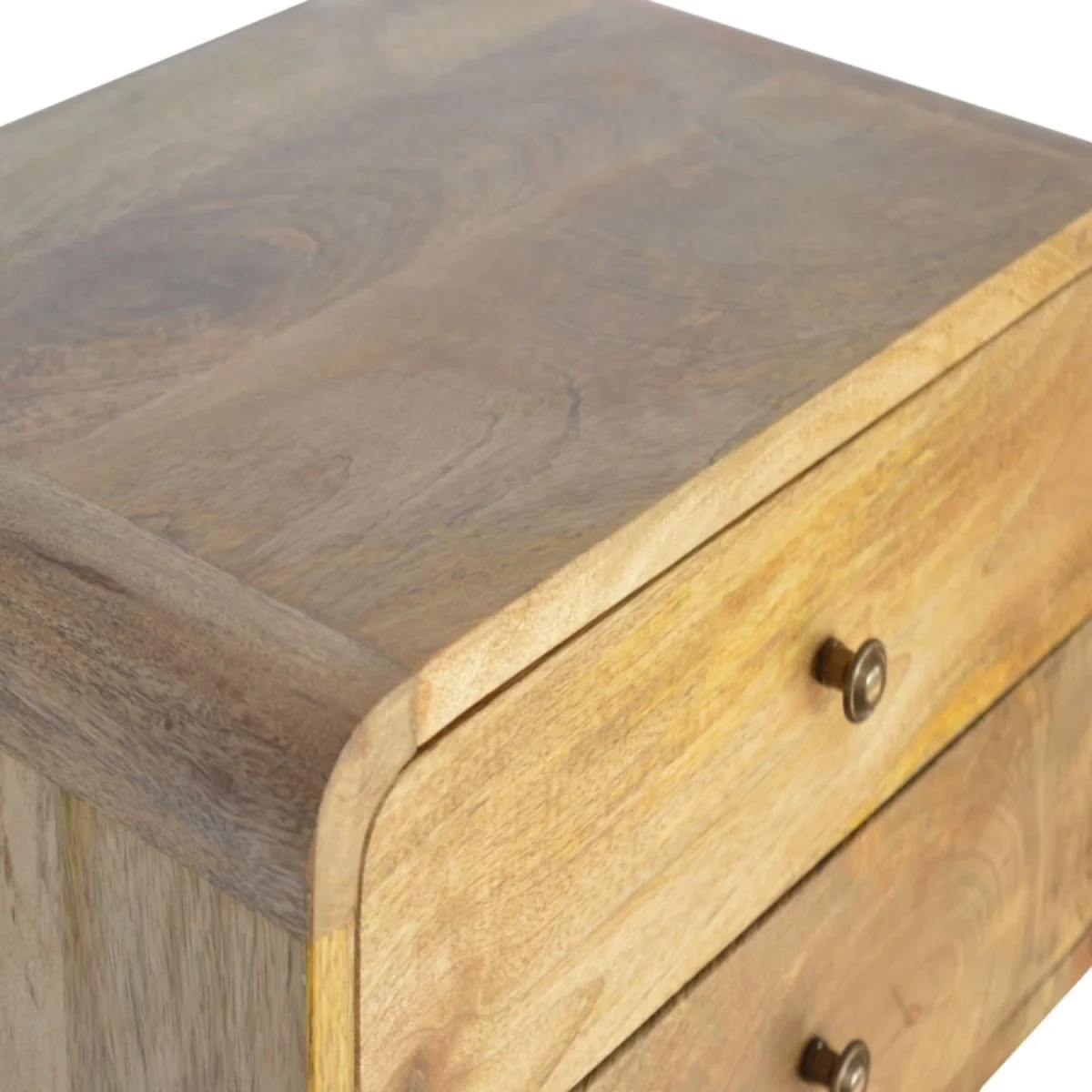 Gradara Floating Bedside Table 2 Drawers Solid Mango Wood Natural Finish - Brown – image 6