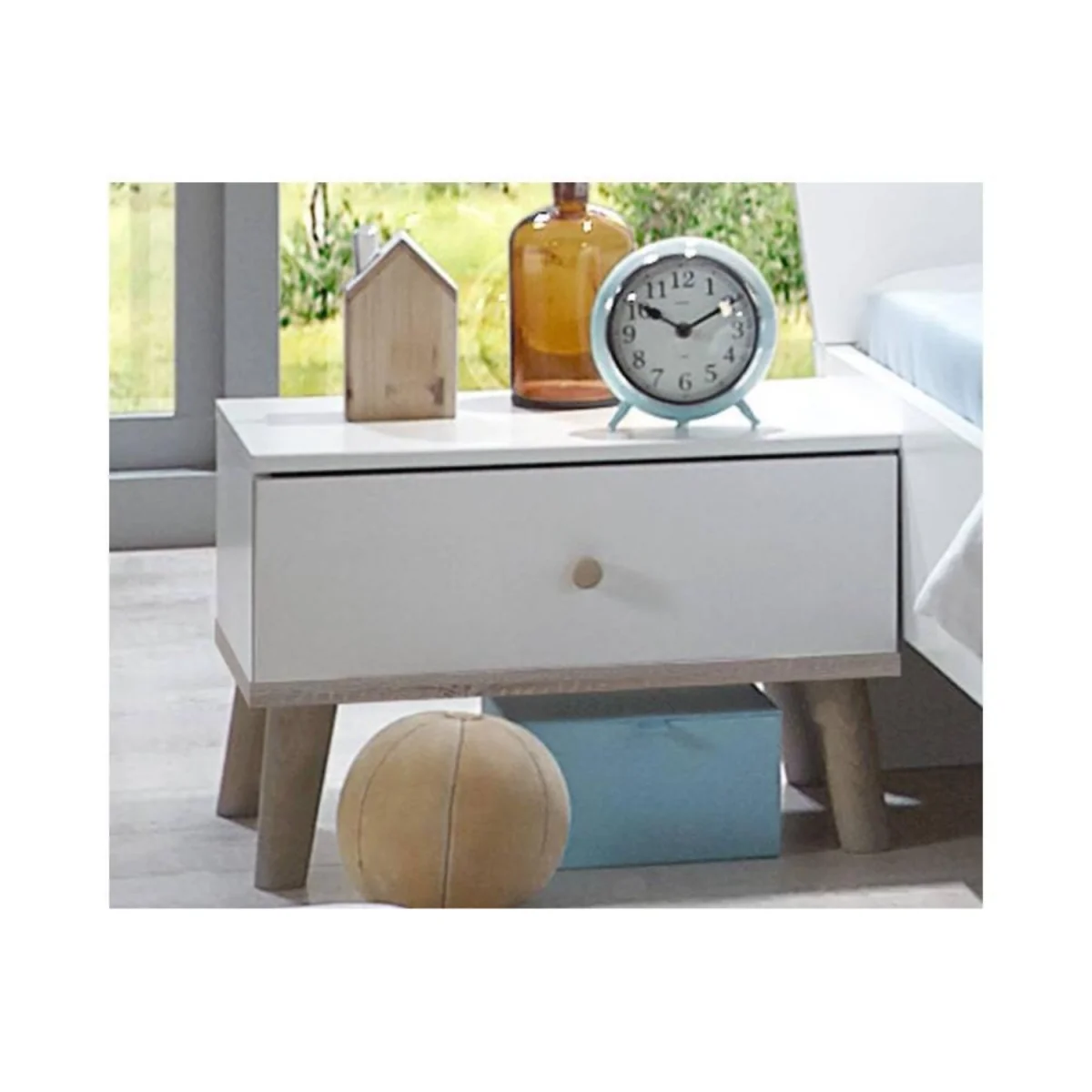 Bergen Bedside Table Nightstand with 1 Drawer - White – image 3