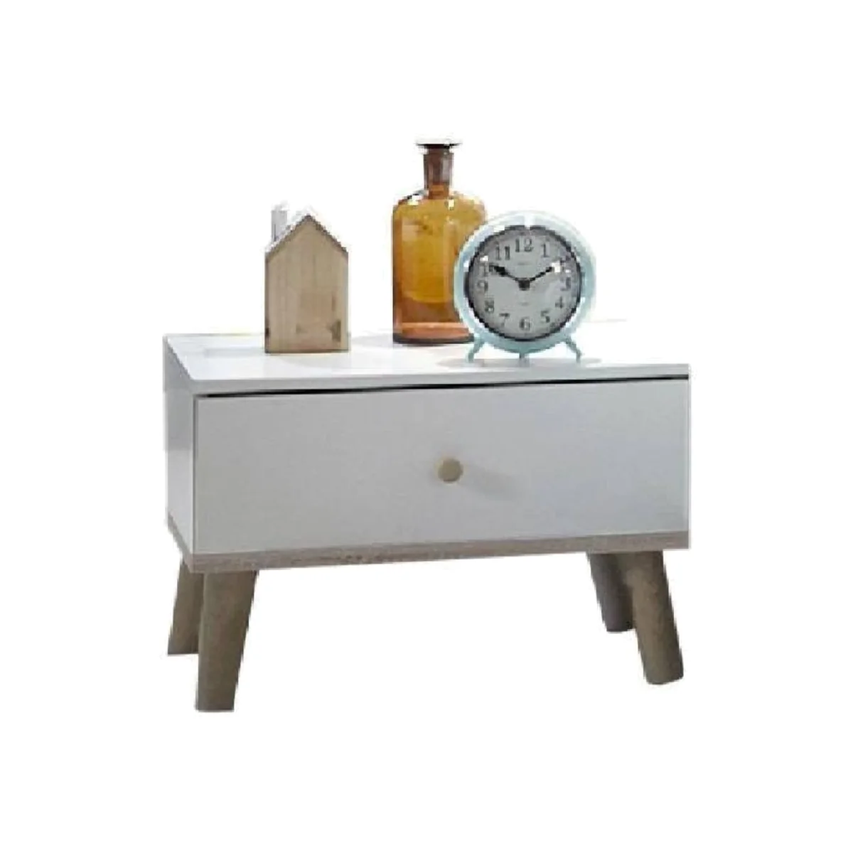 Bergen Bedside Table Nightstand with 1 Drawer - White – image 1