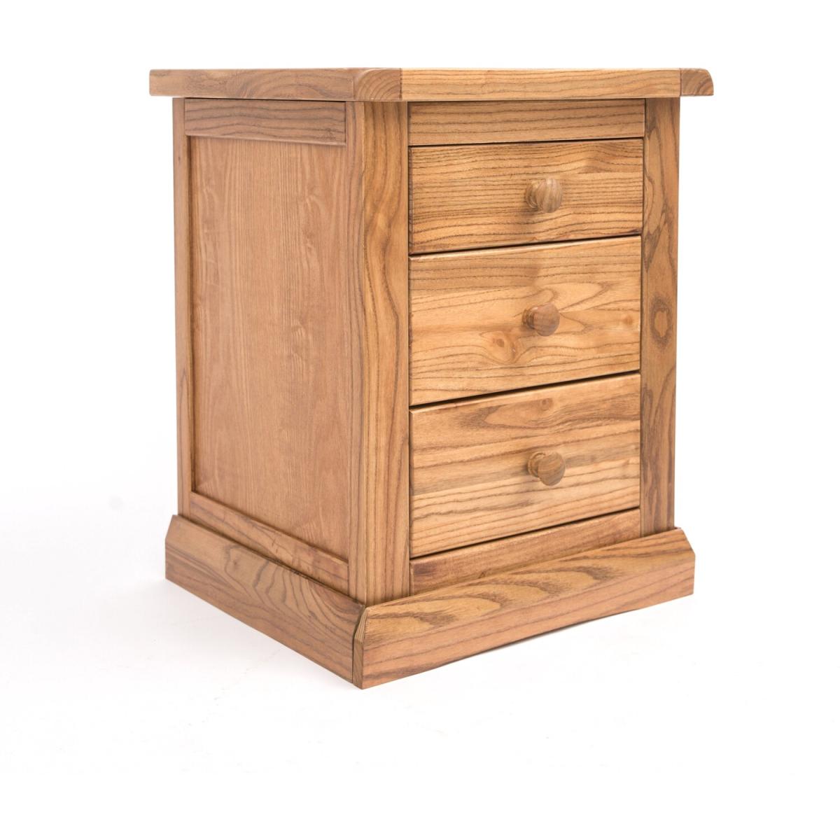 Salerno 3 Drawer Bedside Table - Light wood – image 2