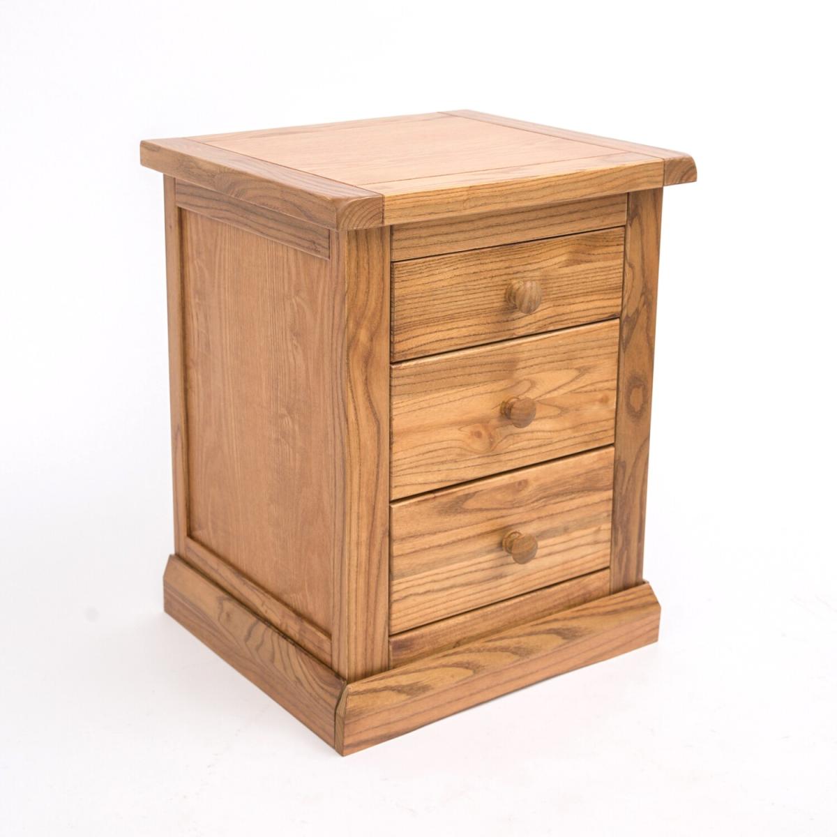 Salerno 3 Drawer Bedside Table - Light wood – image 3