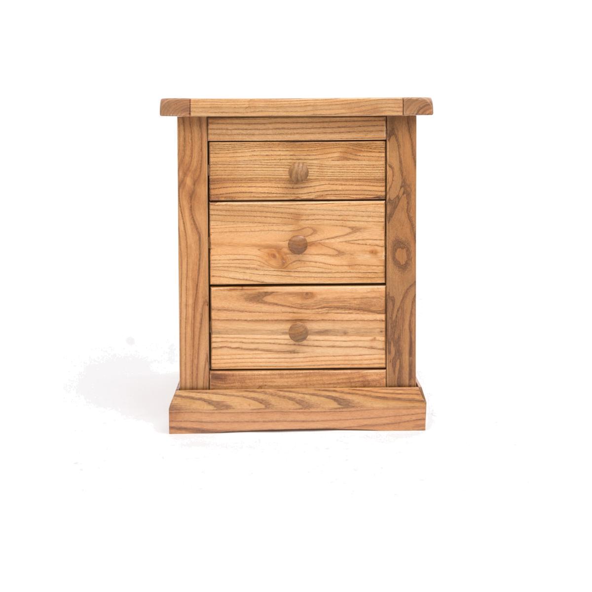 Salerno 3 Drawer Bedside Table - Light wood – image 1