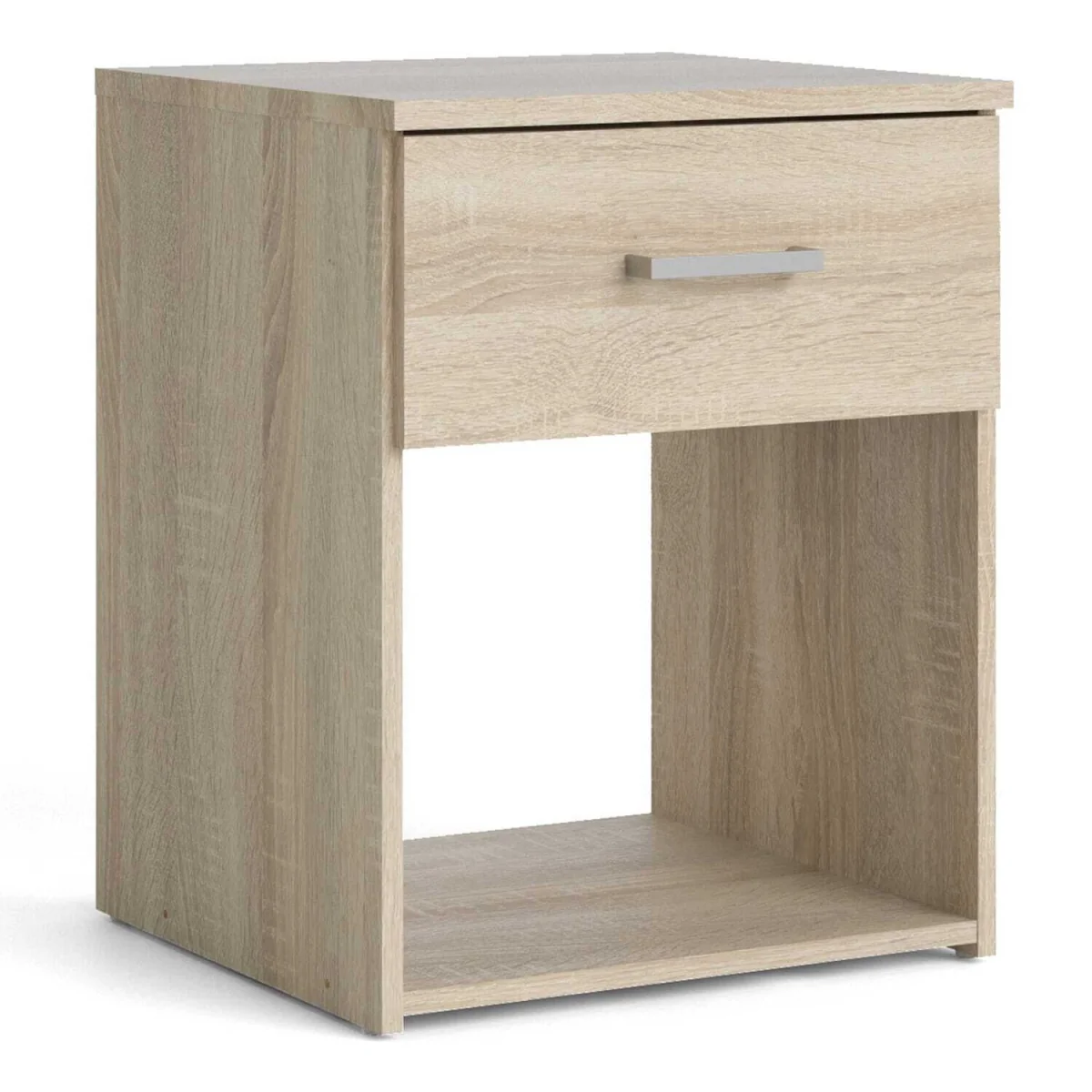 Berlin Oak Effect 1-Drawer Bedside Table with Open Shelf - Neutral – image 3