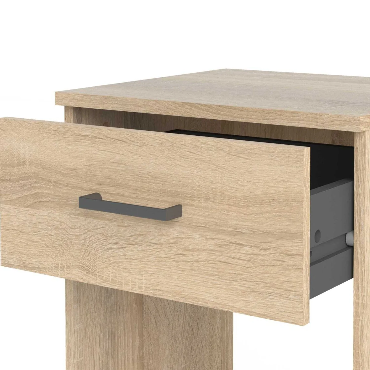 Berlin Oak Effect 1-Drawer Bedside Table with Open Shelf - Neutral – image 5