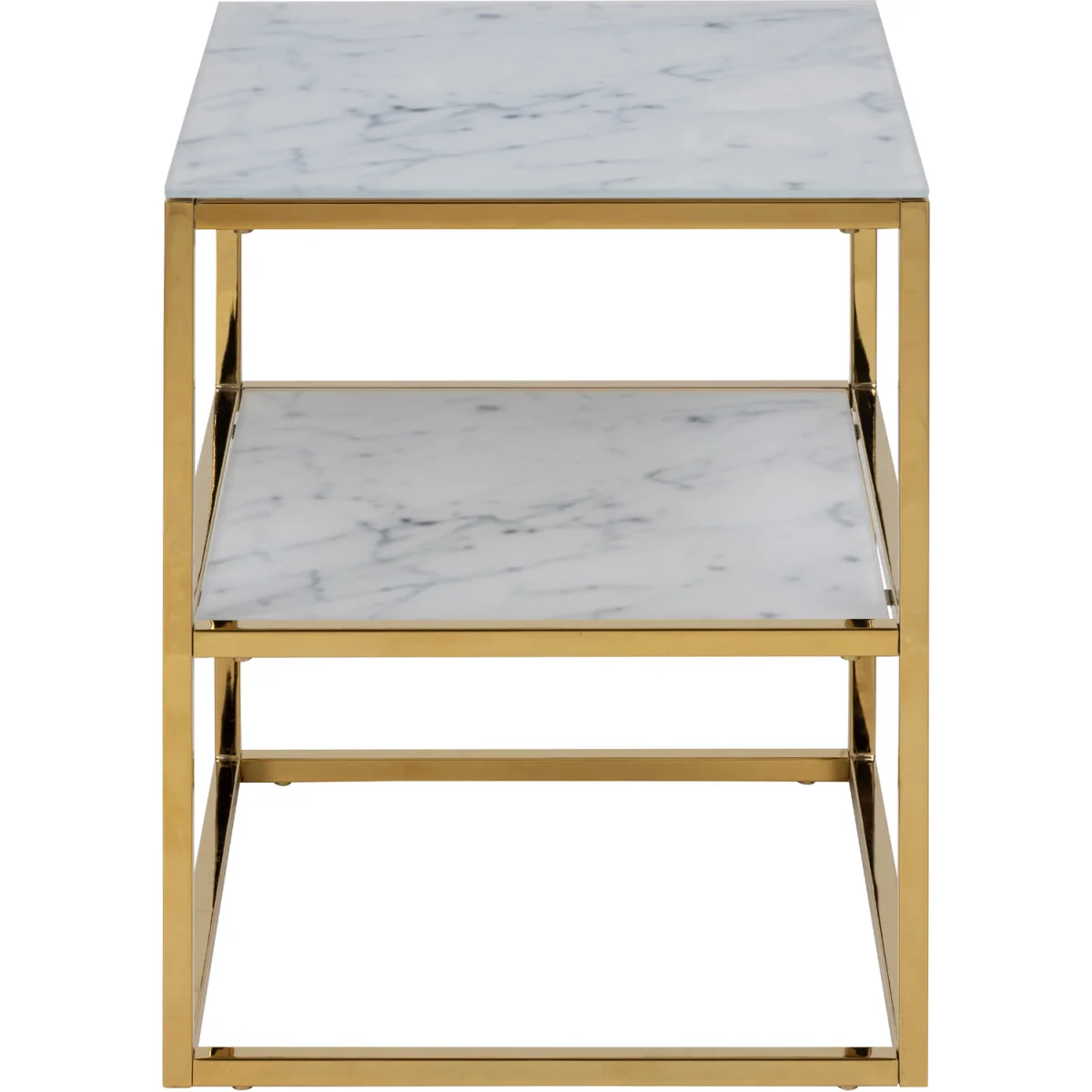 Alisma Bedside Table with White Marble Glass & Gold Base - White Marble & Gold – image 4