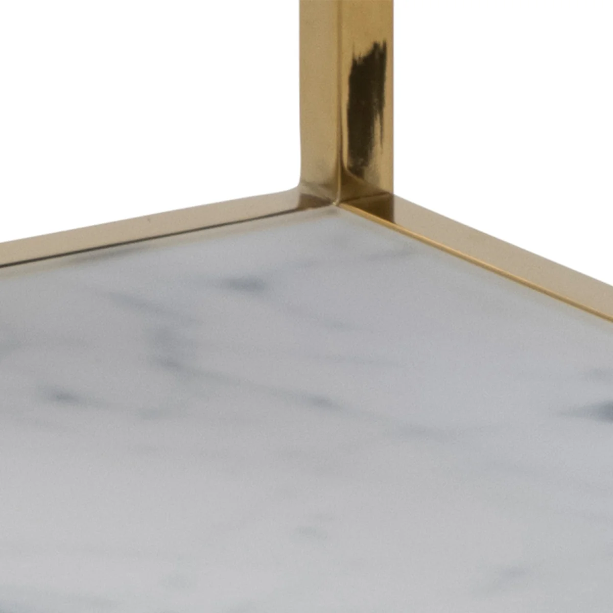 Alisma Bedside Table with White Marble Glass & Gold Base - White Marble & Gold – image 6