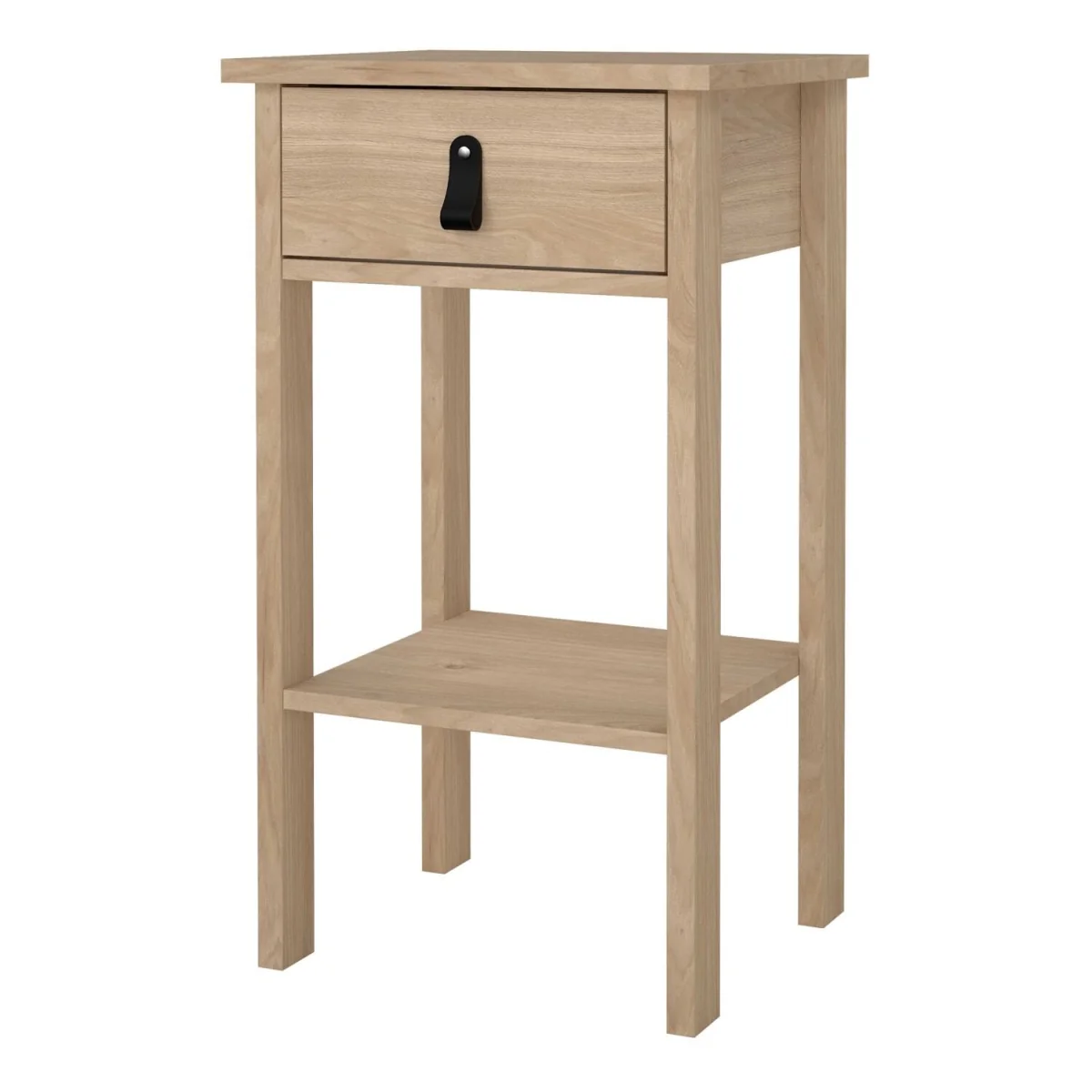 Wyld Haus Wildberry Natural Oak Bedside Table with 1 Drawer and Leather Strap Handle - Neutral – image 2
