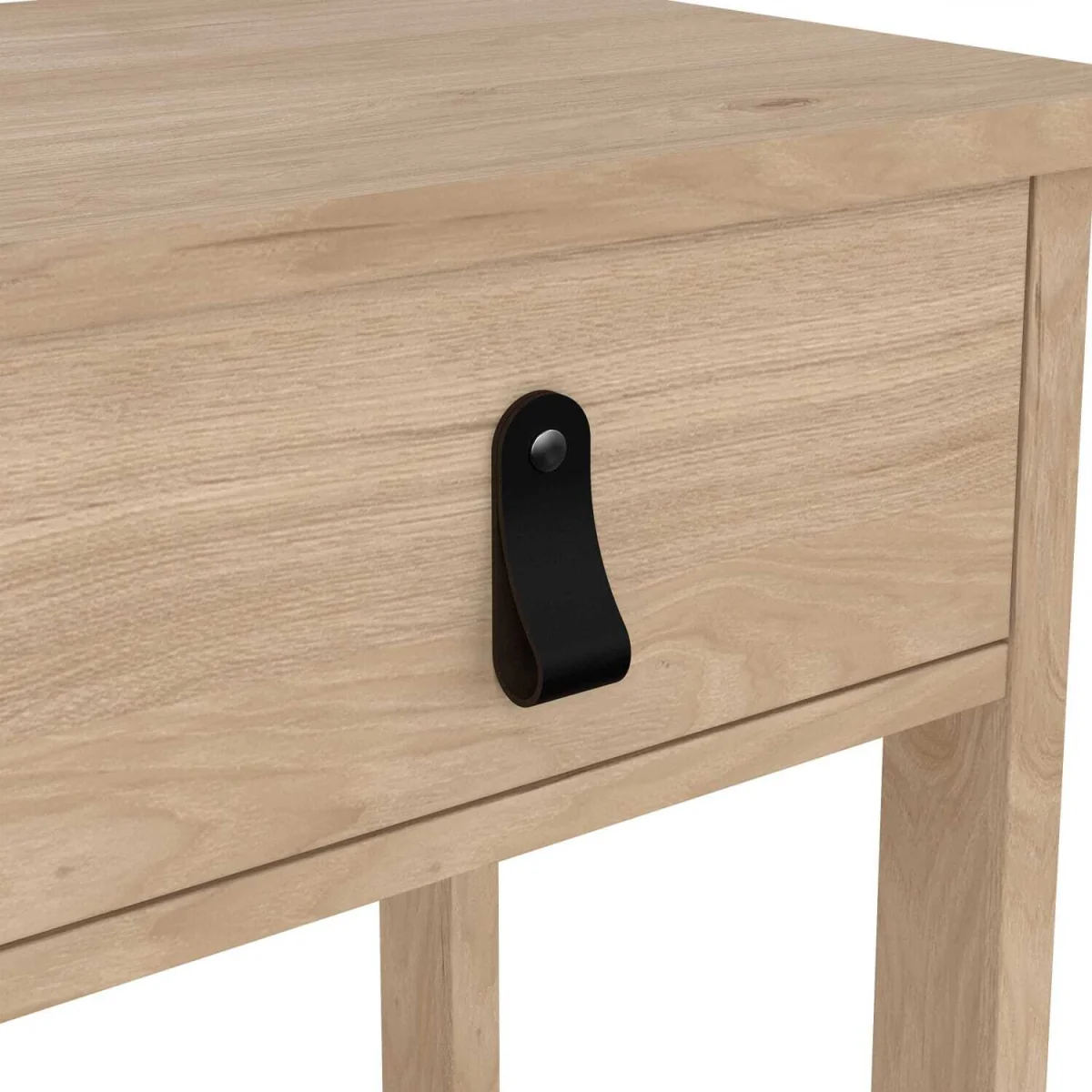 Wyld Haus Wildberry Natural Oak Bedside Table with 1 Drawer and Leather Strap Handle - Neutral – image 3