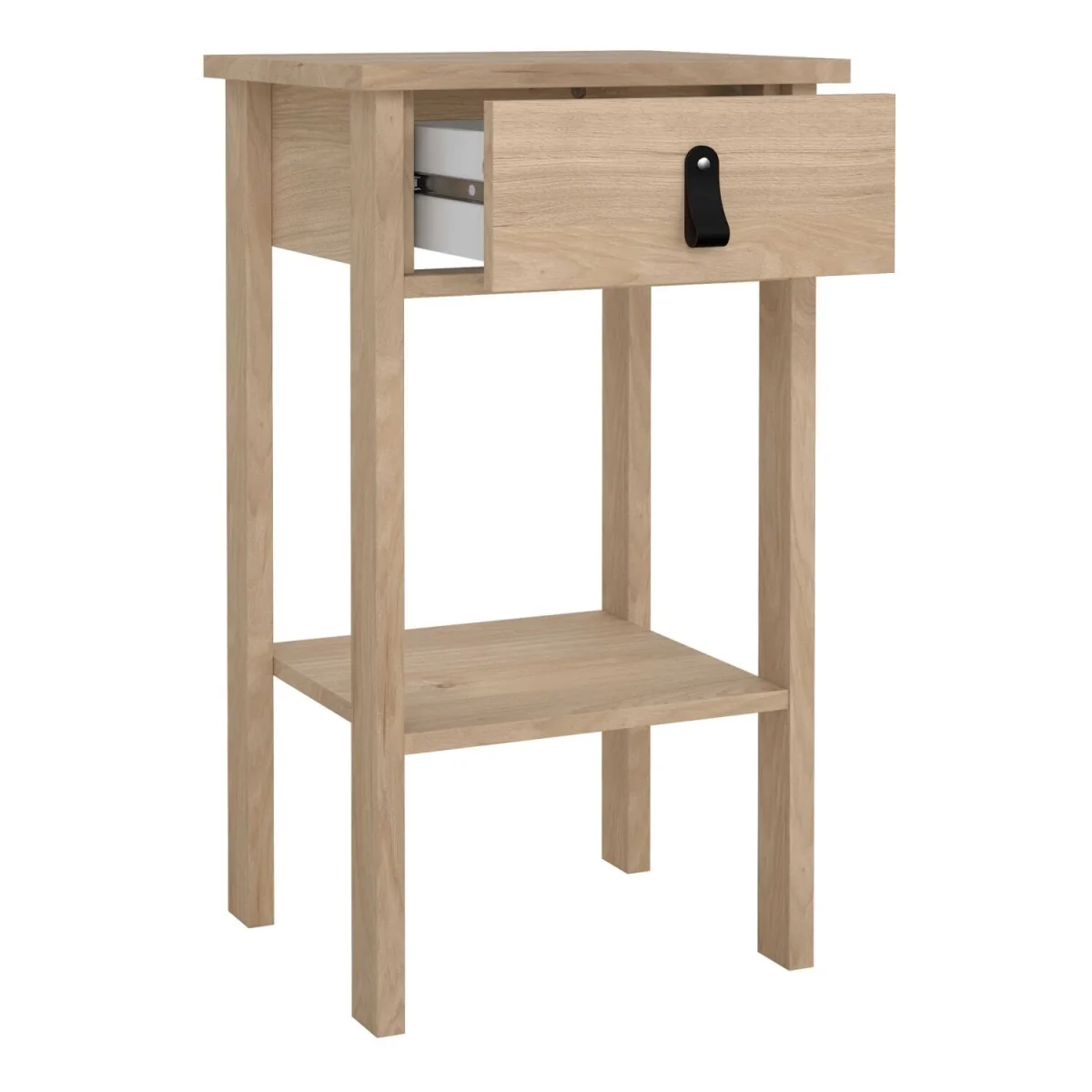 Wyld Haus Wildberry Natural Oak Bedside Table with 1 Drawer and Leather Strap Handle - Neutral – image 6